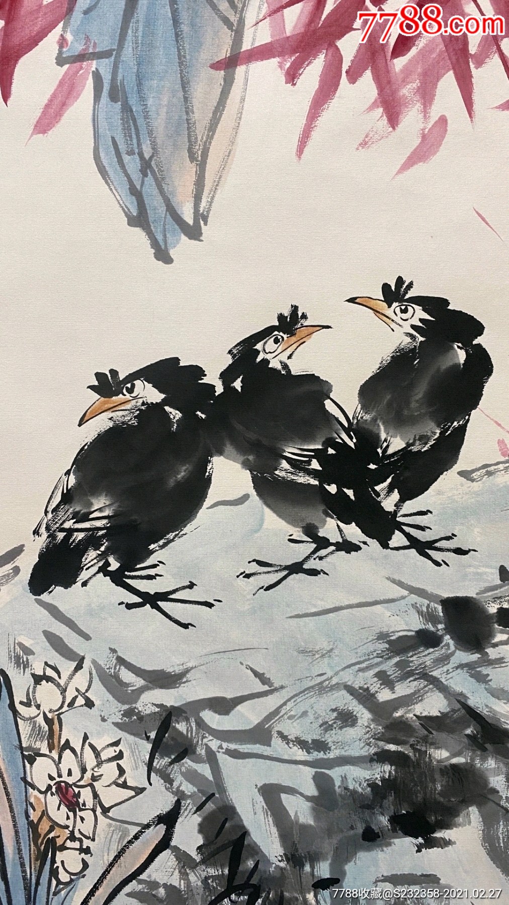 崔如琢四尺花鸟纸本立轴画芯尺寸:138*67cm