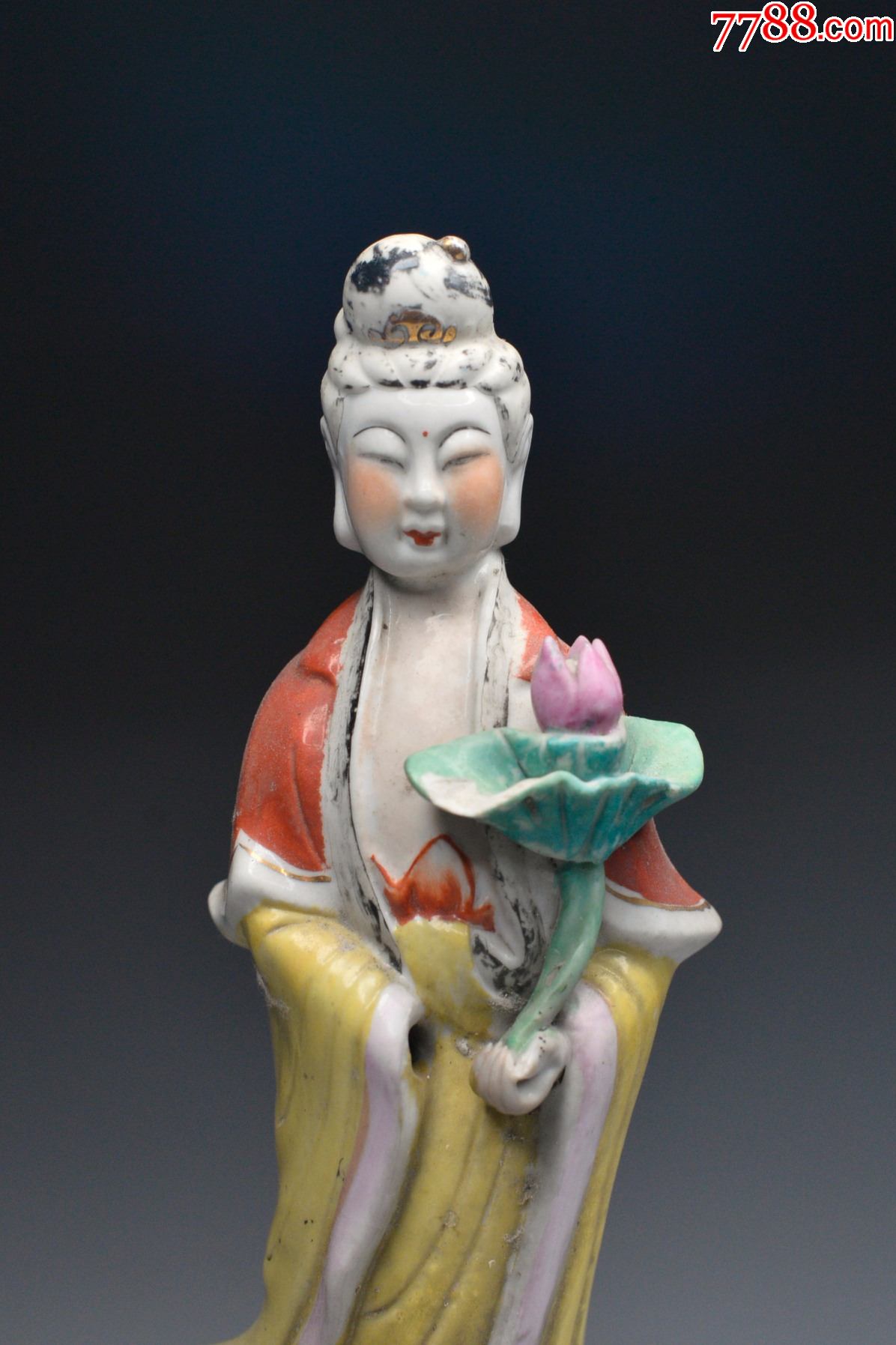 景德镇老厂货观音送子7080年代雕塑瓷厂老瓷器瓷塑瓷像瓷人瓷佛像
