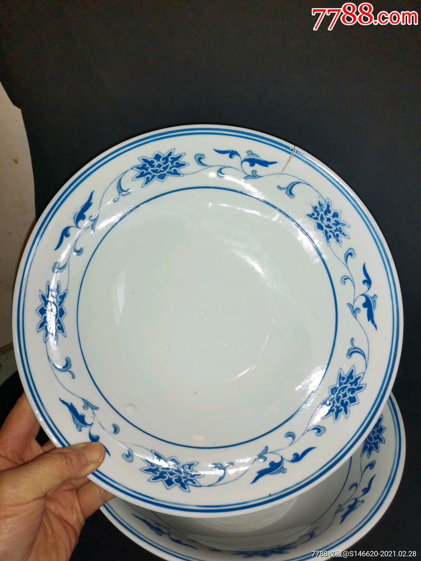 景德镇青花大瓷碗两个_青花瓷_图片收藏_回收价格_老