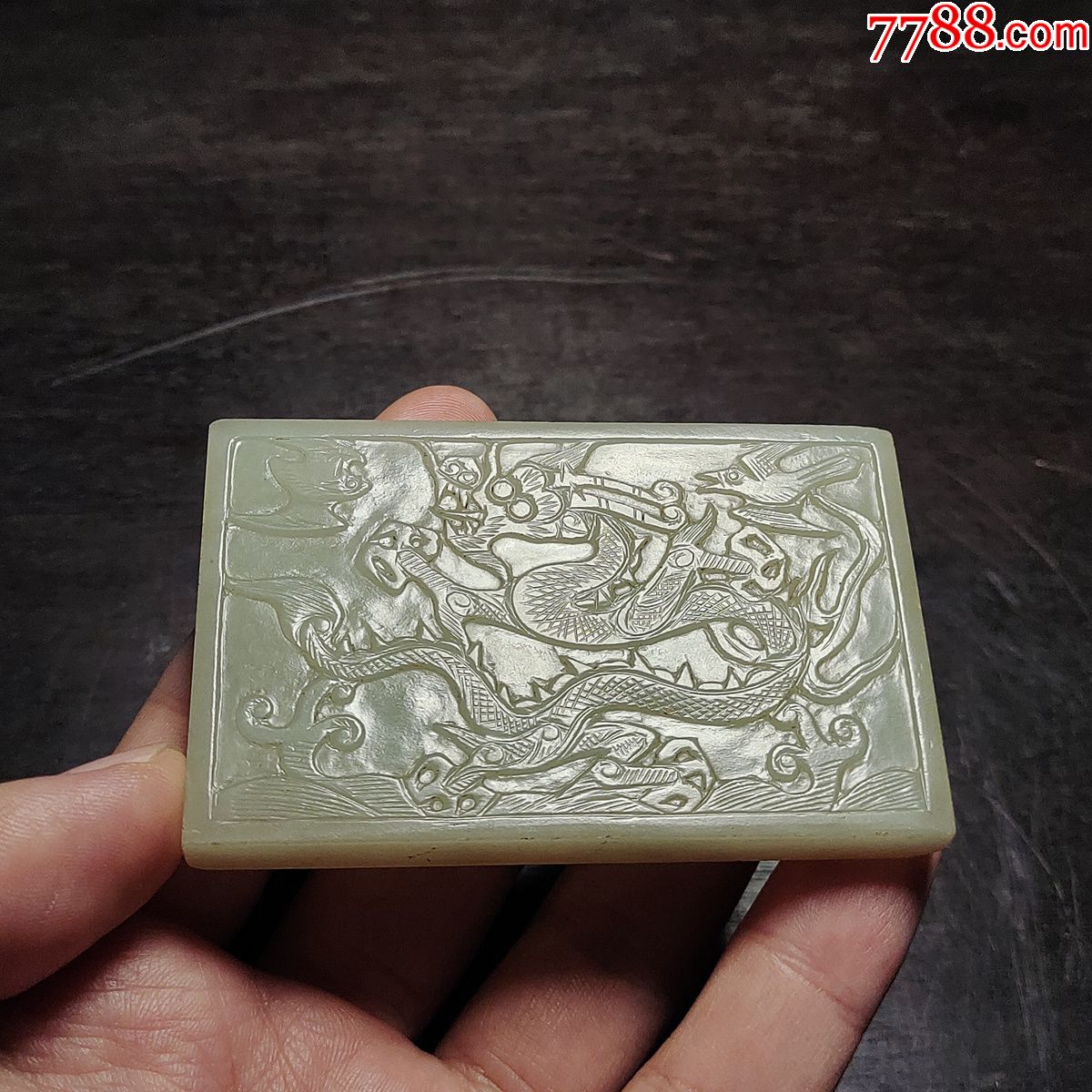 明老新疆和田玉籽玉白玉盘龙鸾鸟带板古玉老玉明清玉器收藏