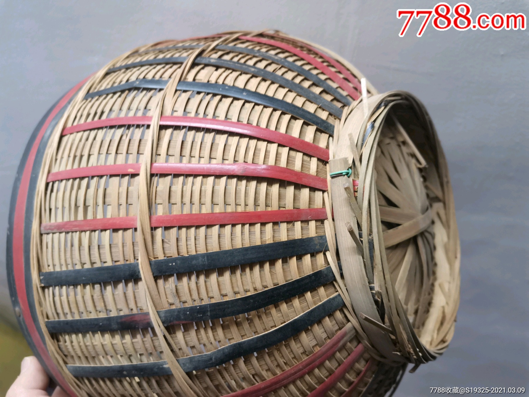 老竹篮带盖俗称猫叹气纯手工编织非物质文化遗产中国传统手工艺