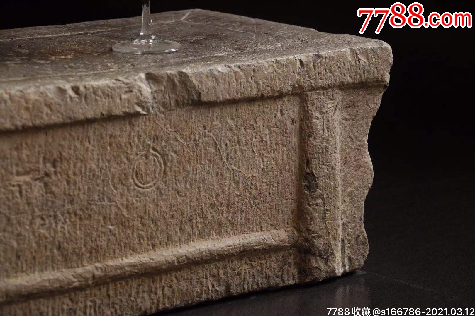 供桌】明代青石石仿木做工石桌整齐规器稳重大方立体
