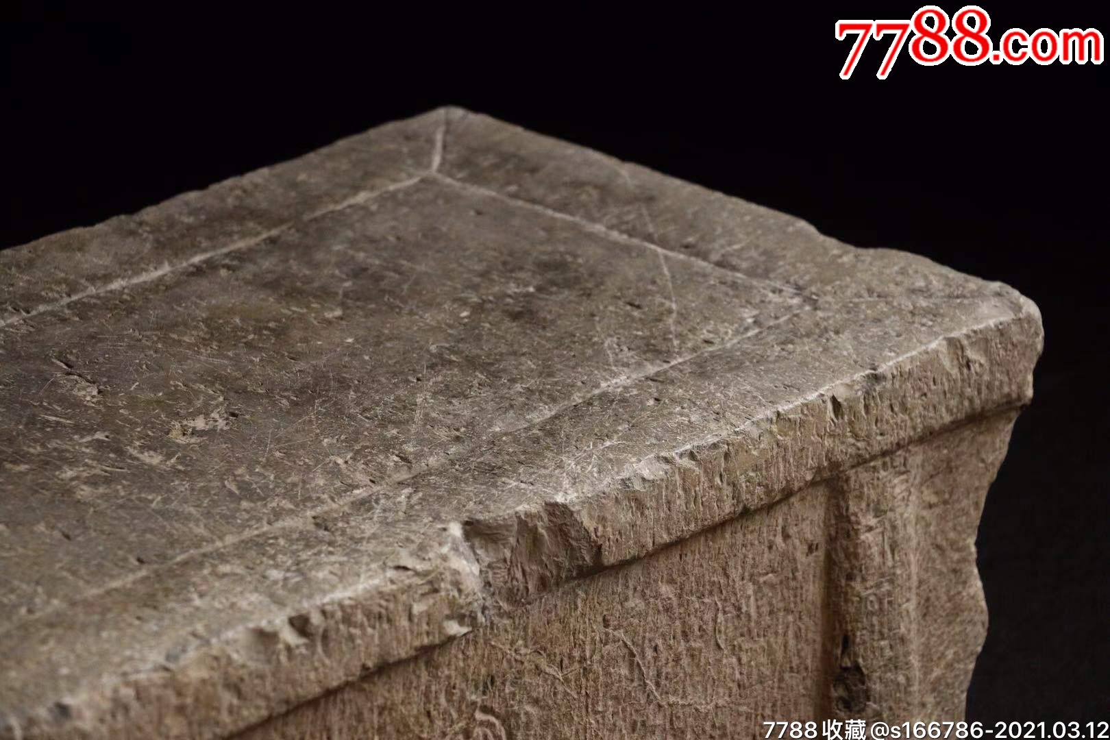 供桌】明代青石石仿木做工石桌整齐规器稳重大方立体