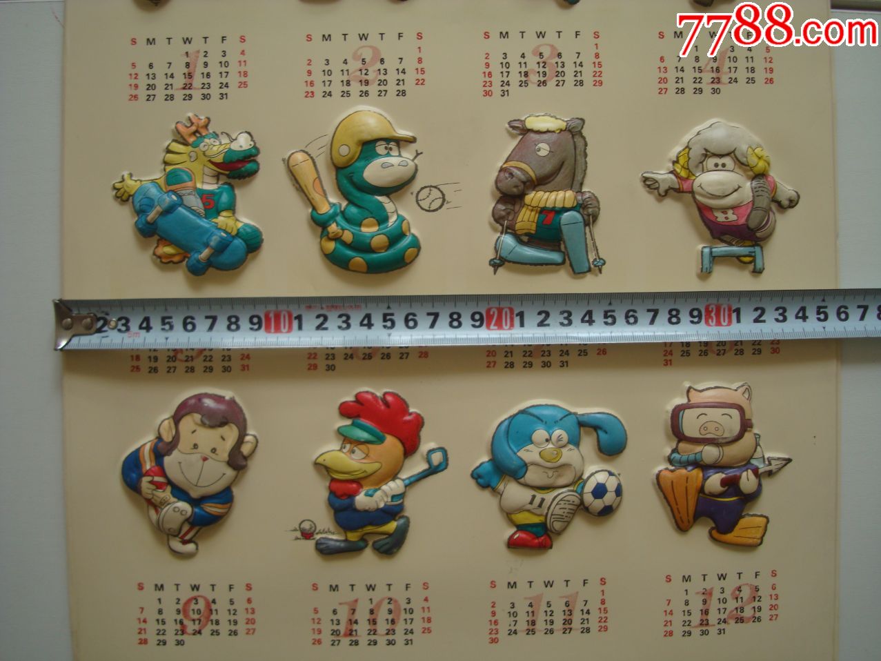 少见立体塑料年历――1997年年历――【十二生肖十二项体育运动】