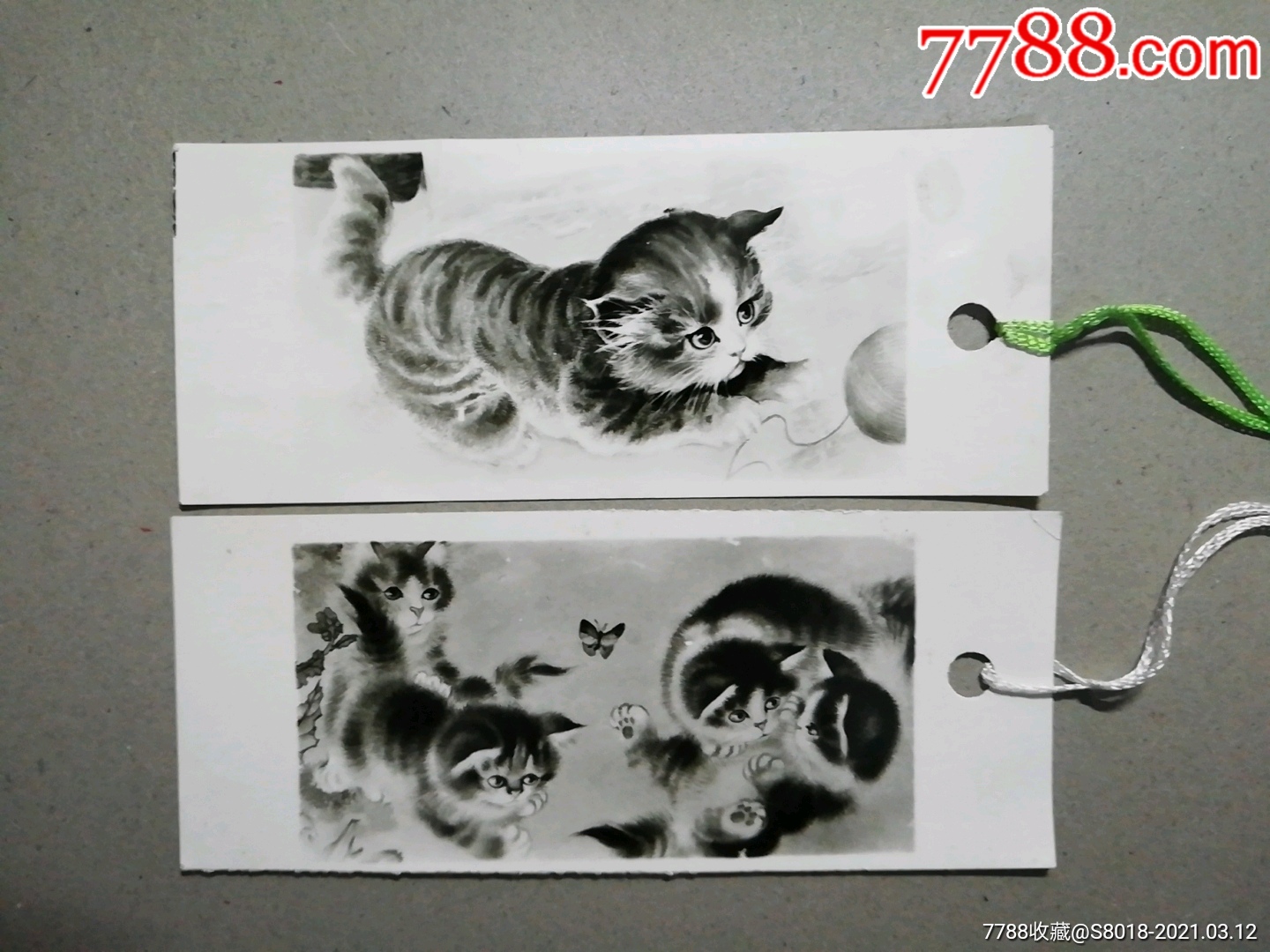 可爱的猫咪书签两枚照片纸