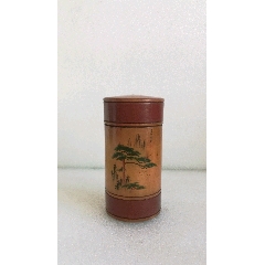 丁香木手绘山水奖杯形茶叶桶茶叶罐茶叶筒