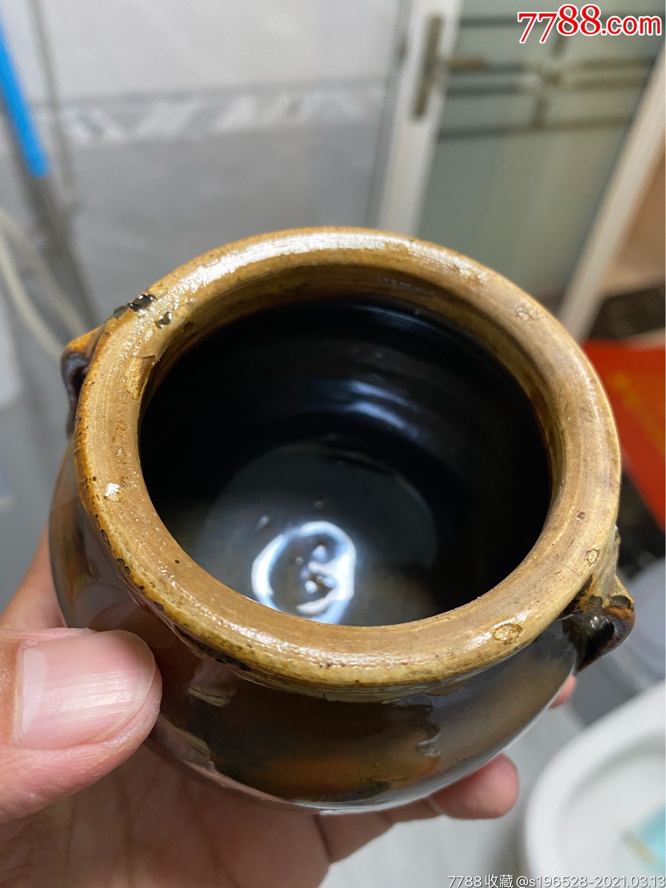 元代白覆轮双耳紫金釉罐_酱釉瓷/紫金釉_第8张_7788瓷器