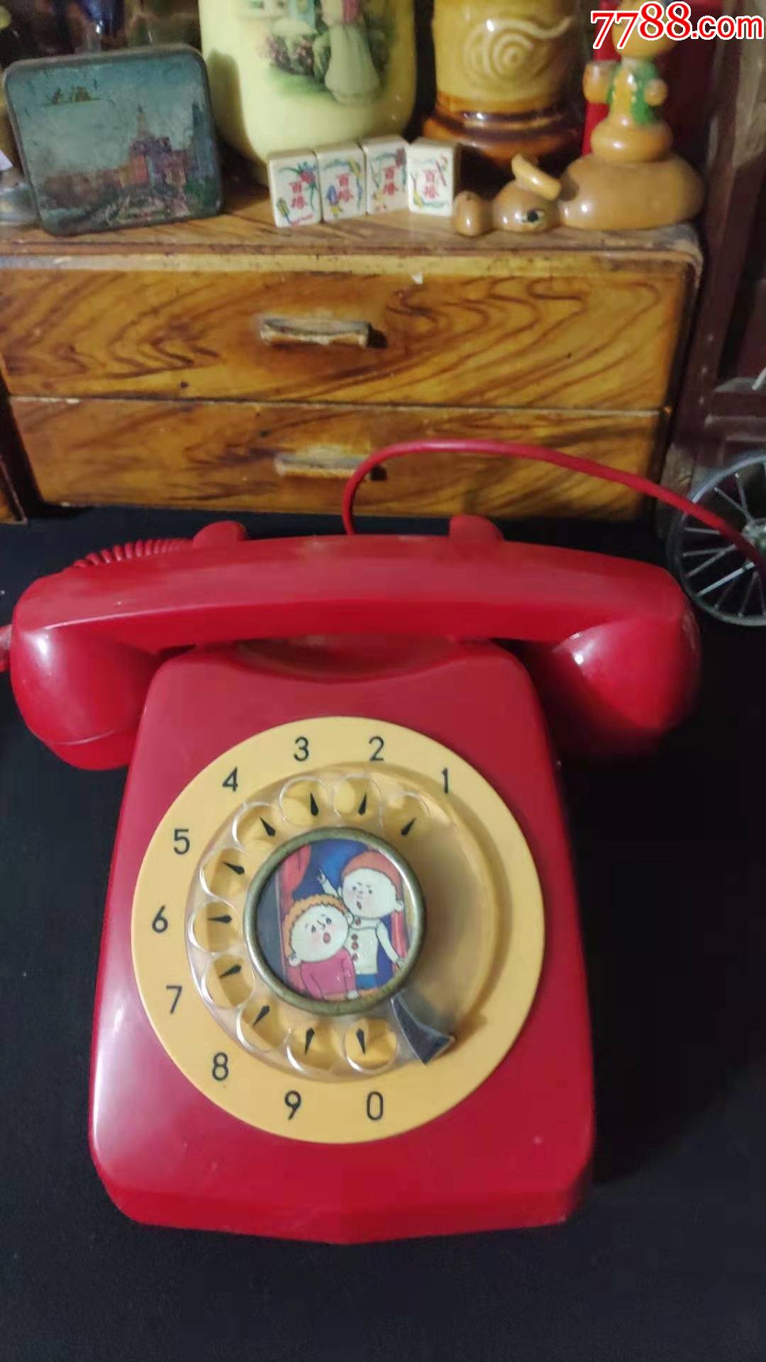 上世纪70-80年代中国江苏牌滑盘电话台式老电话机民俗老物品.
