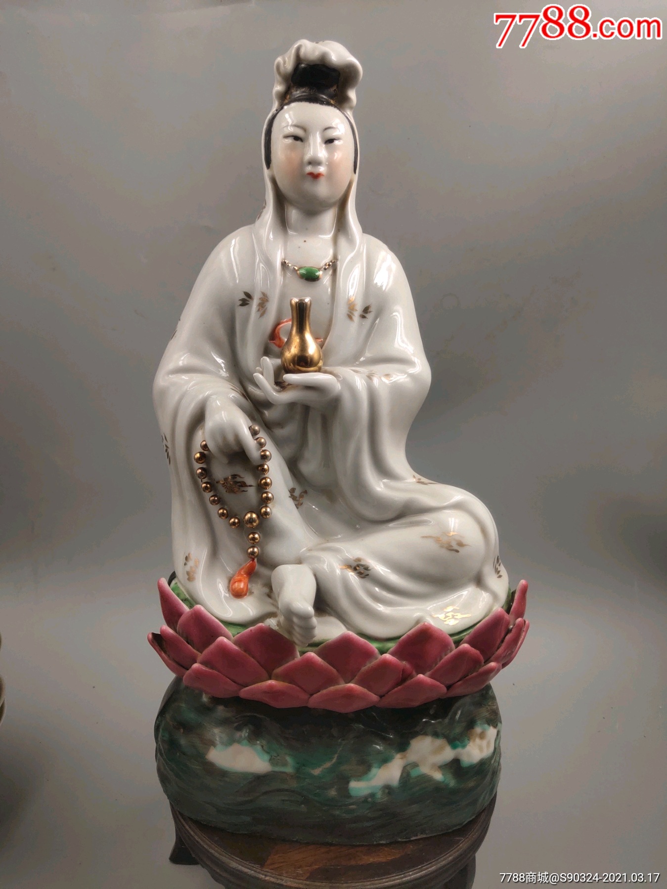 精美567景德镇手绘粉彩观音像-雕塑瓷/瓷雕-7788陶瓷