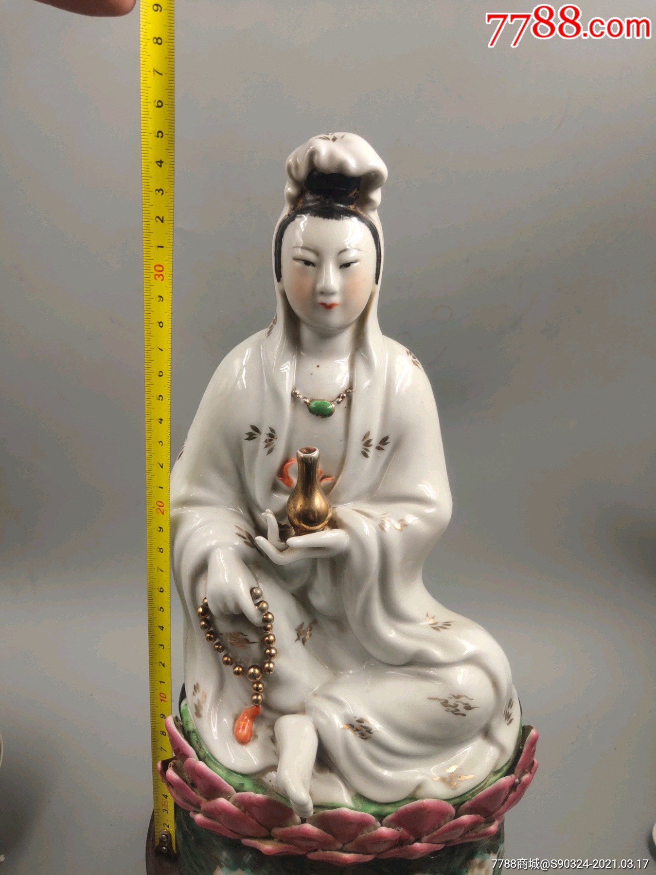 精美567景德镇手绘粉彩观音像-雕塑瓷/瓷雕-7788陶瓷