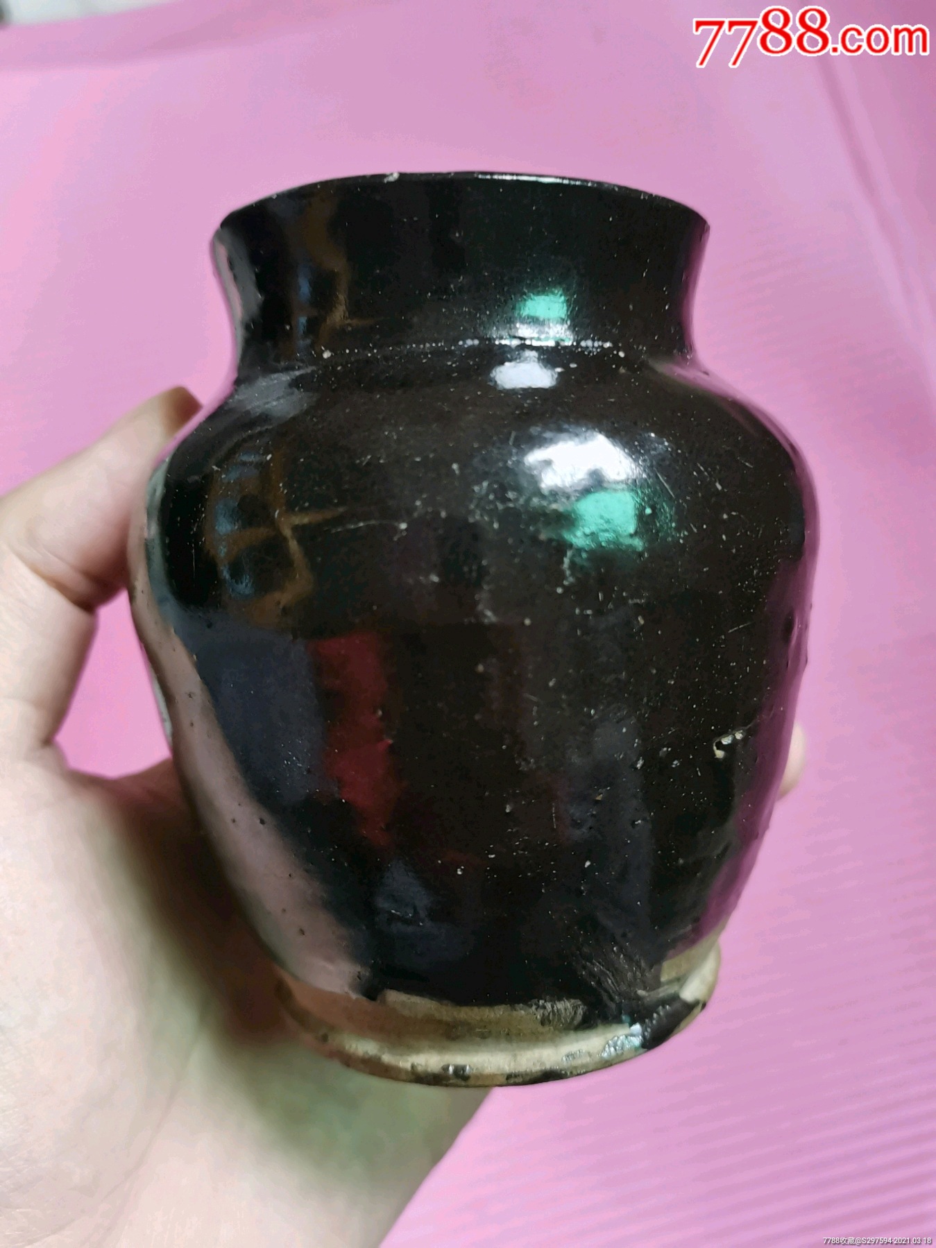 商品名称代卖670号明清黑釉罐高105厘米全品仅口沿丁点飞皮黑釉小罐釉