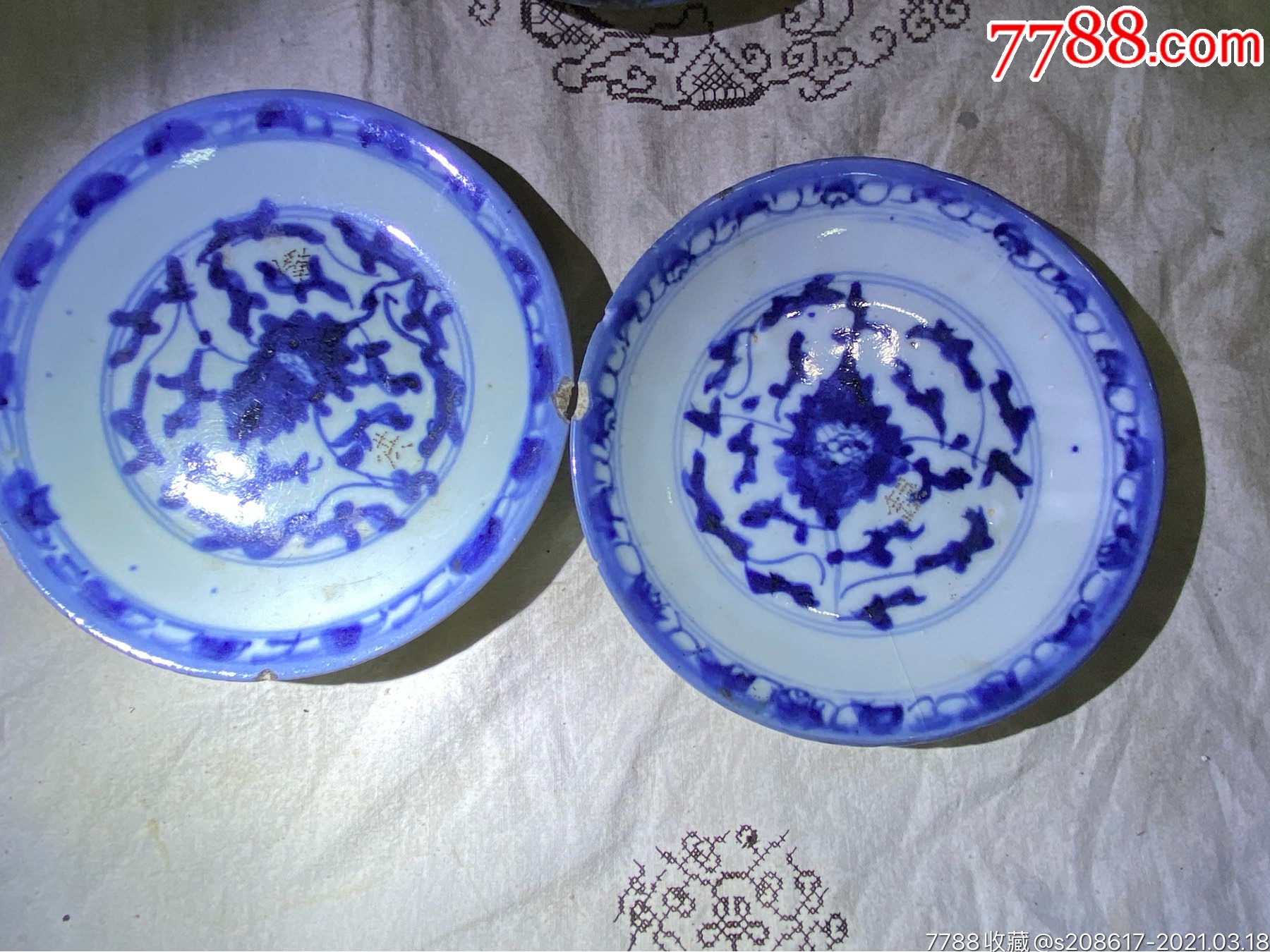 清朝(青花盘子)碟子12个标本出
