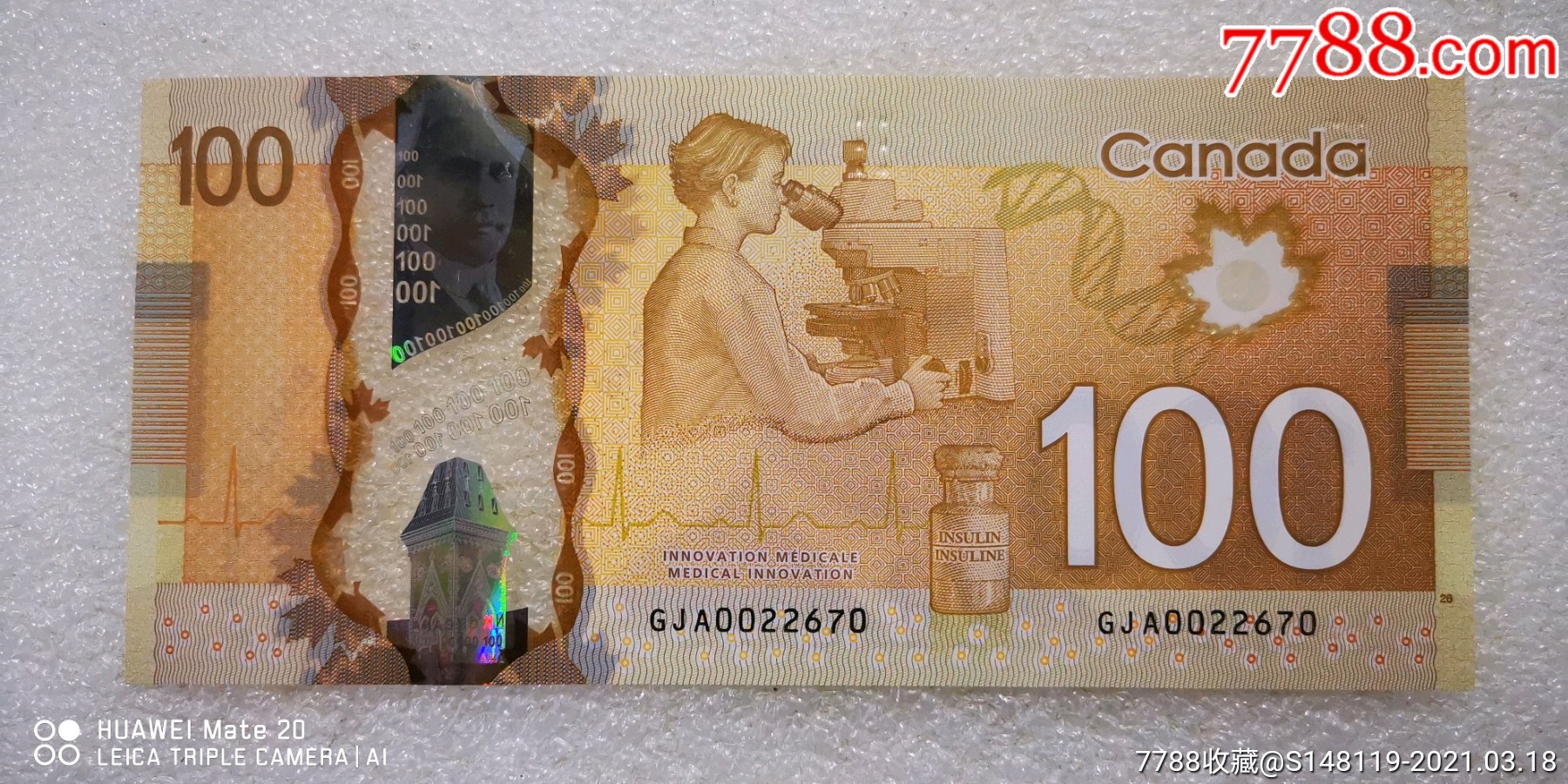 加拿大新版塑料钞一百元