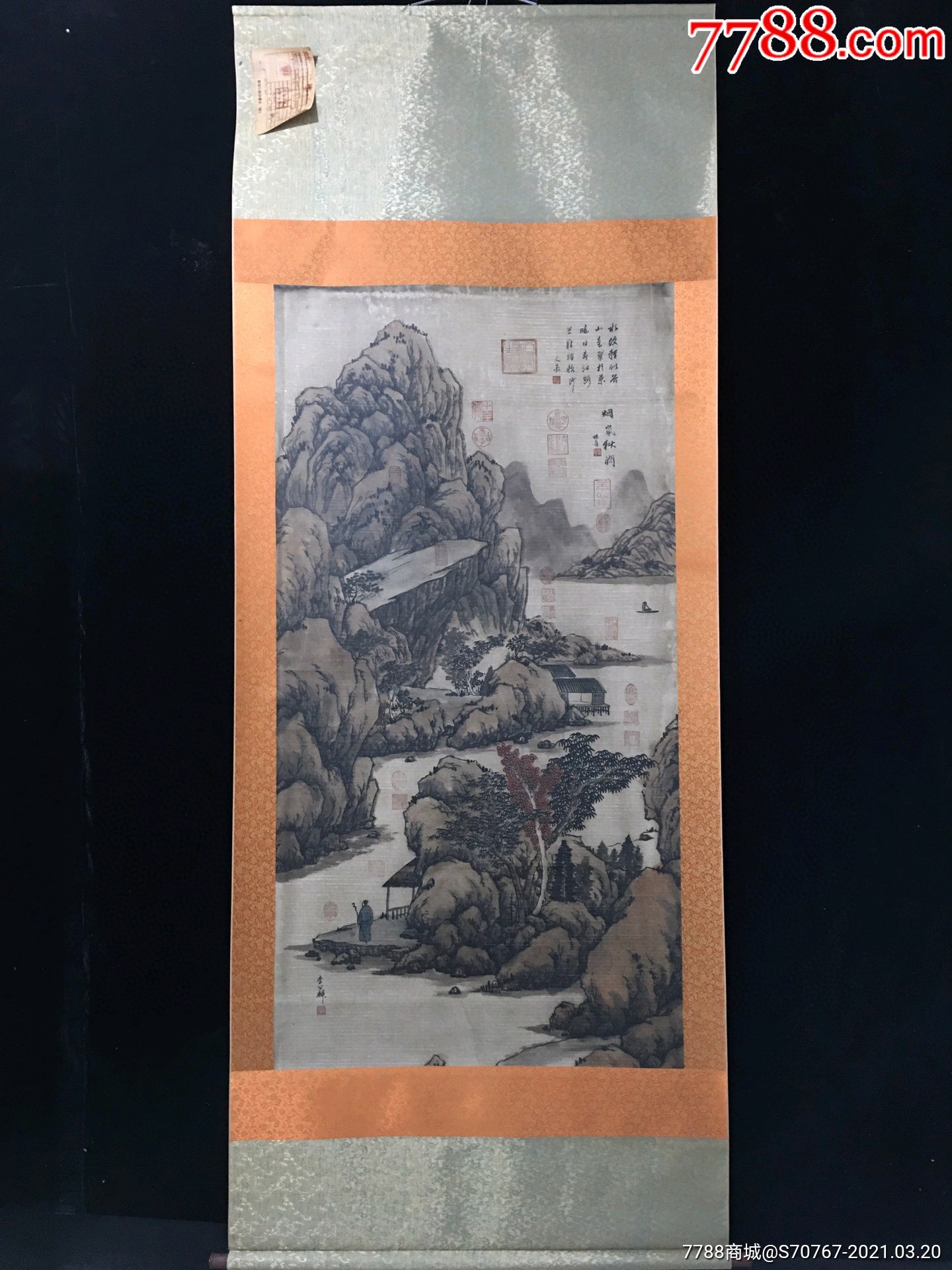 精品大六尺中堂画,李公麟山水画纯手绘之作
