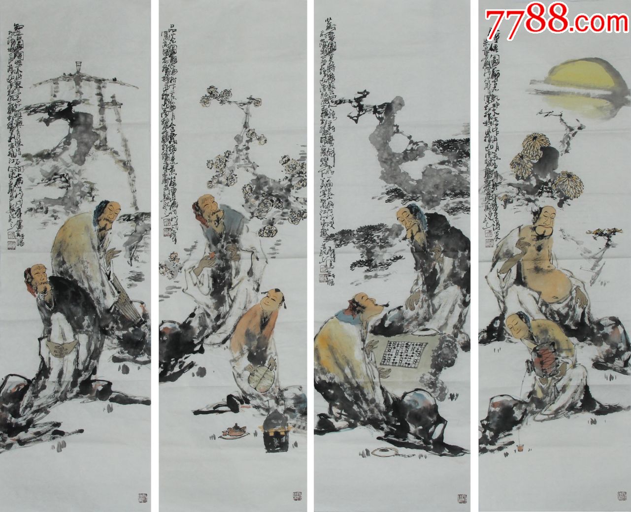 李东献《人物四条屏》r1018