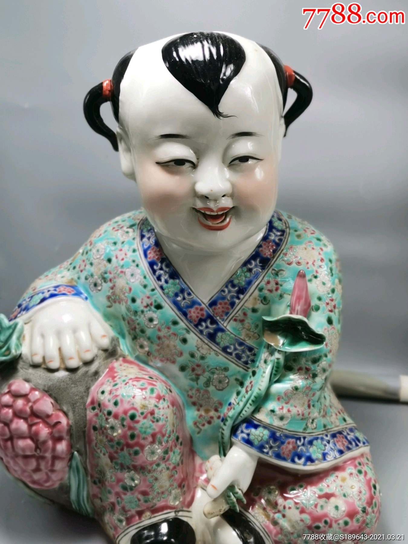雕塑瓷厂,精品粉彩吉祥童子