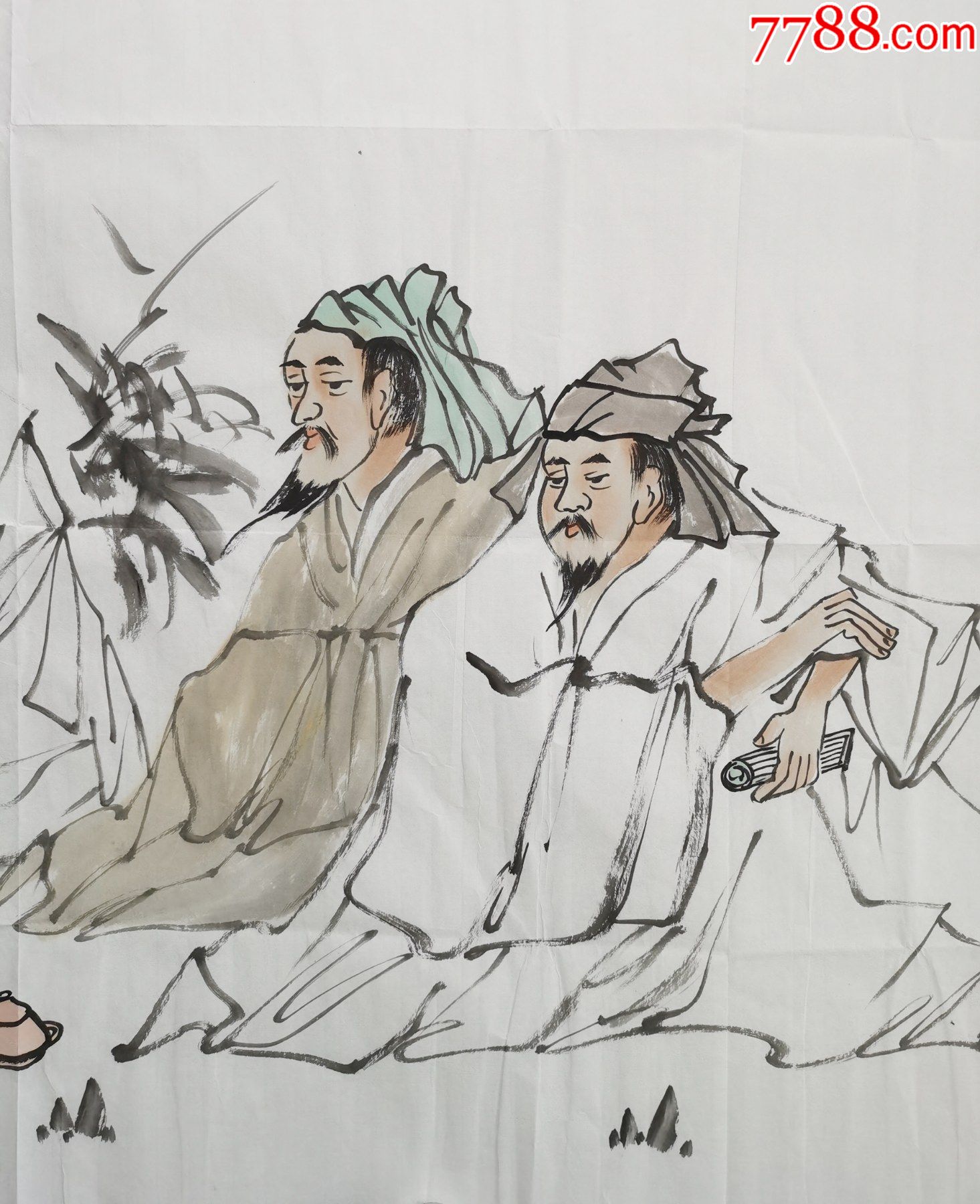 【终身保真【谭述乐】北京市美术家协会会员四尺水墨写意人物画高士