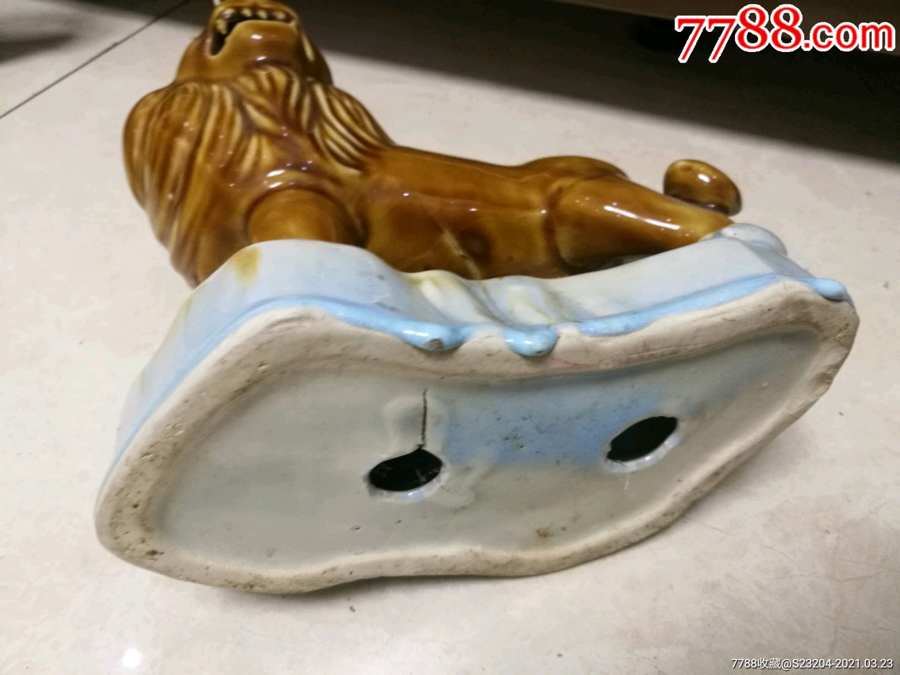 70年代(大个)狮子摆件._酱釉瓷/紫金釉_第6张_7788瓷器