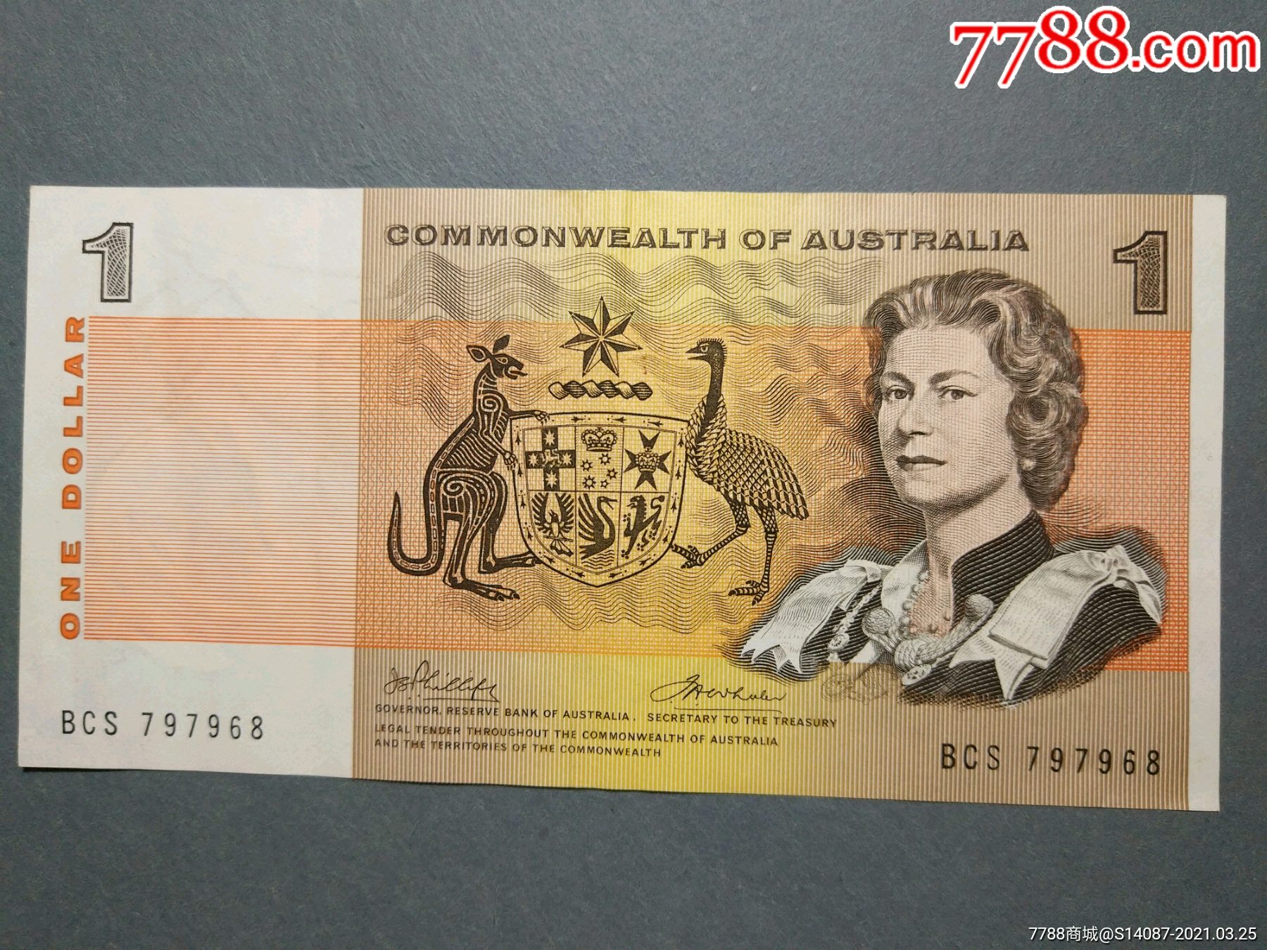 外国纸币～澳大利亚1元-外国钱币-7788收藏