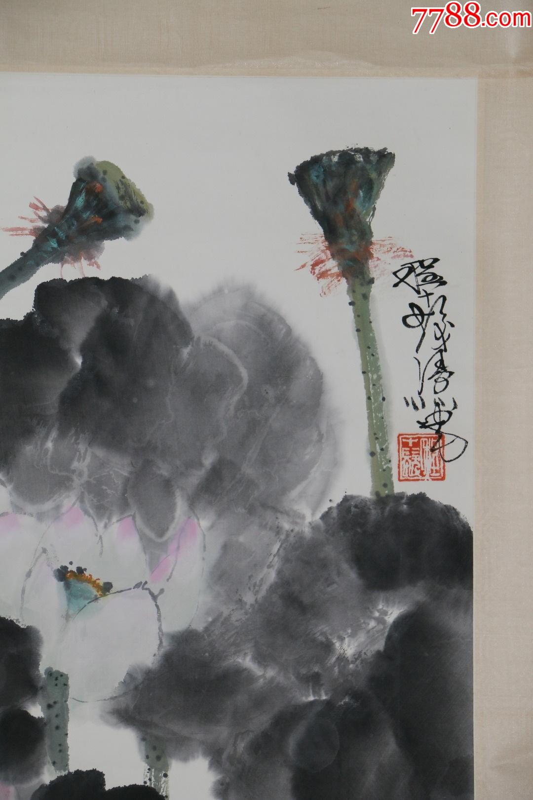 程十发荷塘禽韵图 a4z_花鸟国画原作_作品欣赏