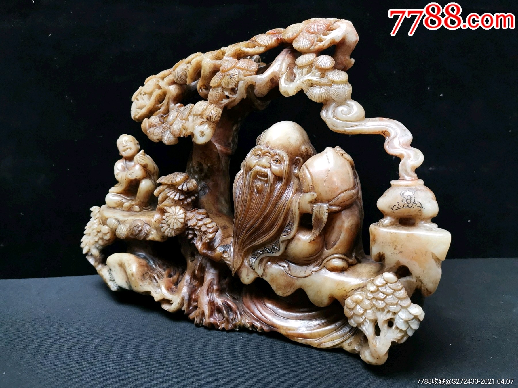 老寿山石寿星摆件全雕工,品完好_寿山石_第9张_7788奇石收藏
