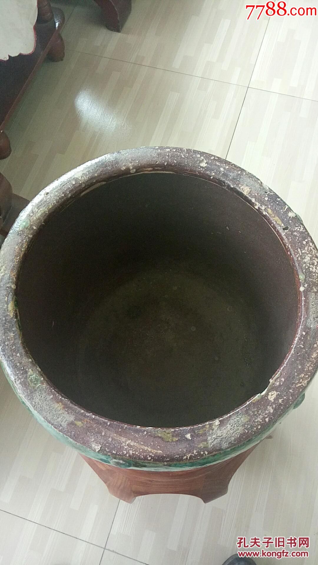 清代钧釉,卷缸,尺寸3x28cm包老保真