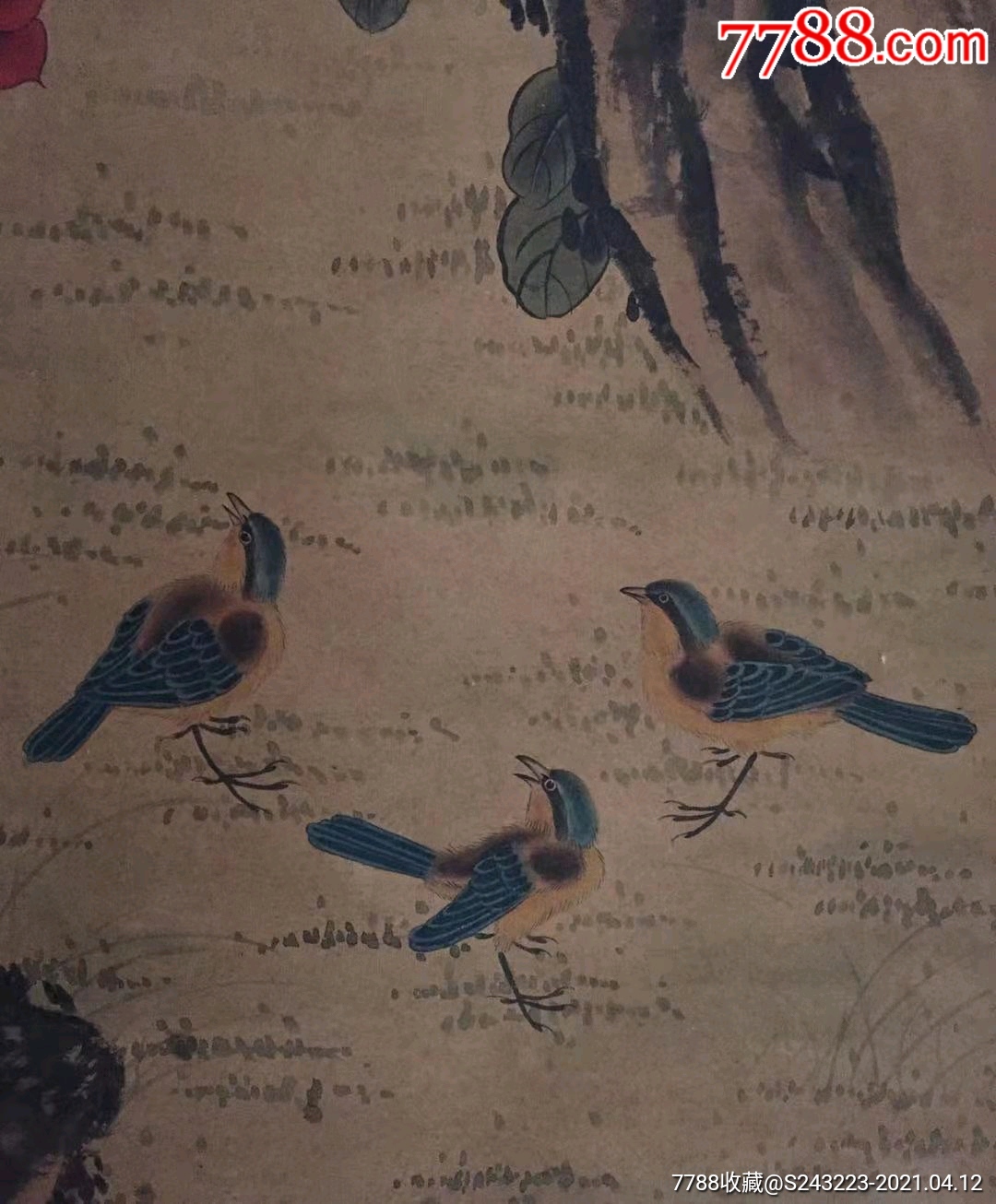 沈铨(款)仿古花鸟画立轴,尺寸129x64.5厘米