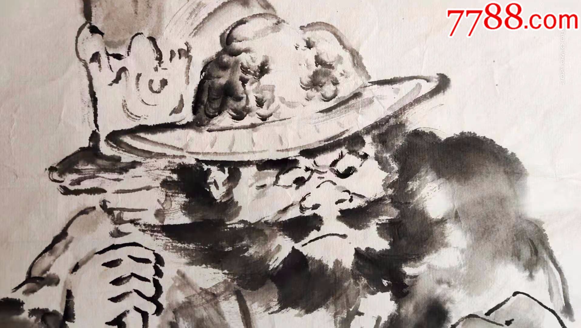 原创作品,人物画国画,水墨画,关公与周仓一起读书,画的真好