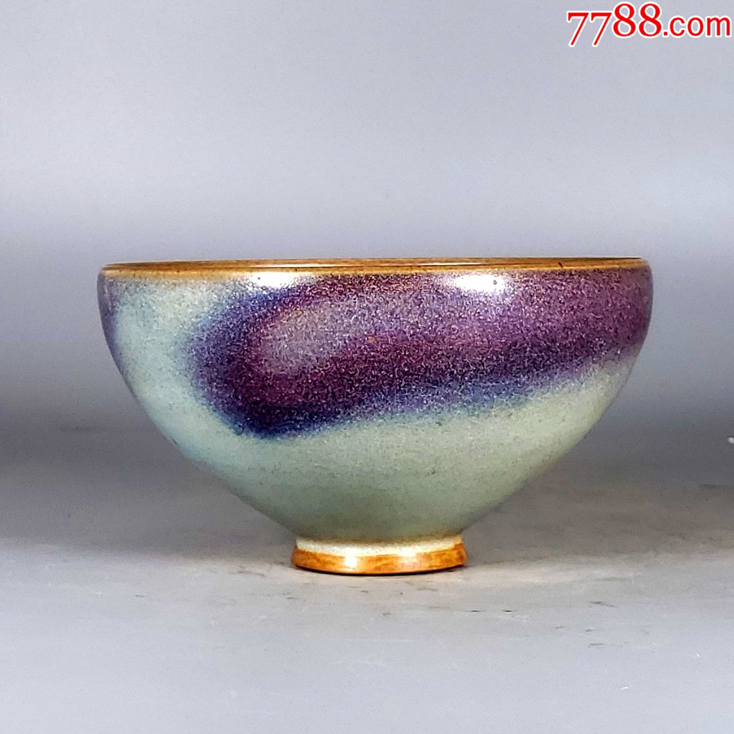 钧窑葡萄紫窑变鸡心碗86158厘米工艺品