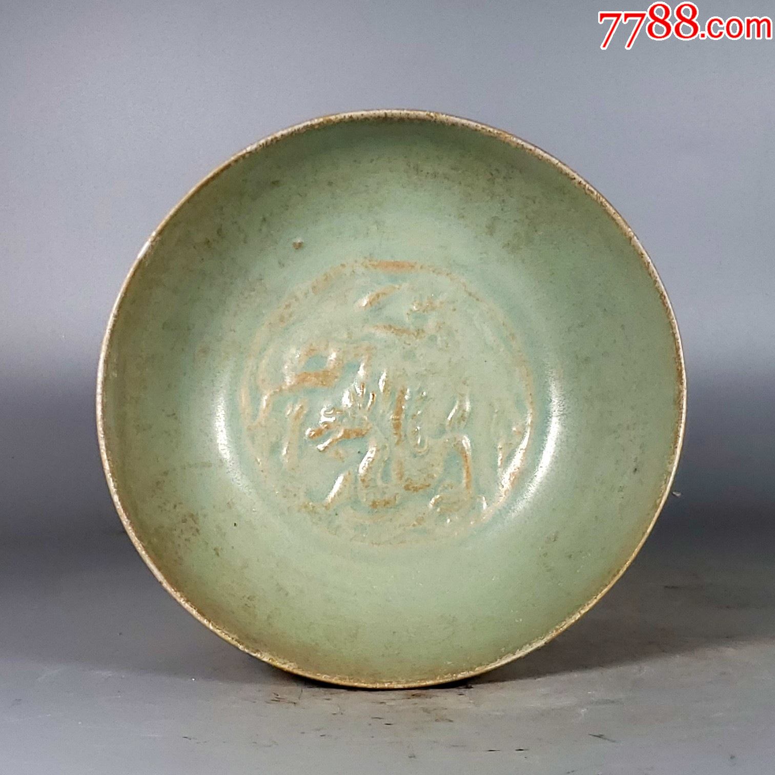 汝窑龙纹莲瓣纹碗719厘米工艺品