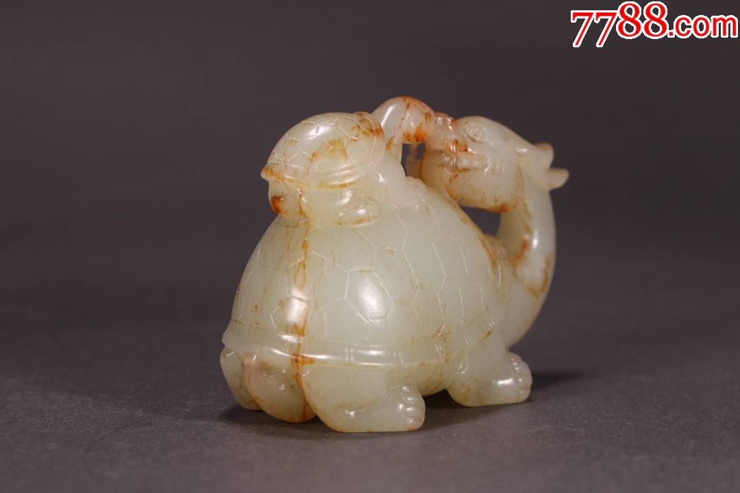 和田玉龙龟雕件,手把件