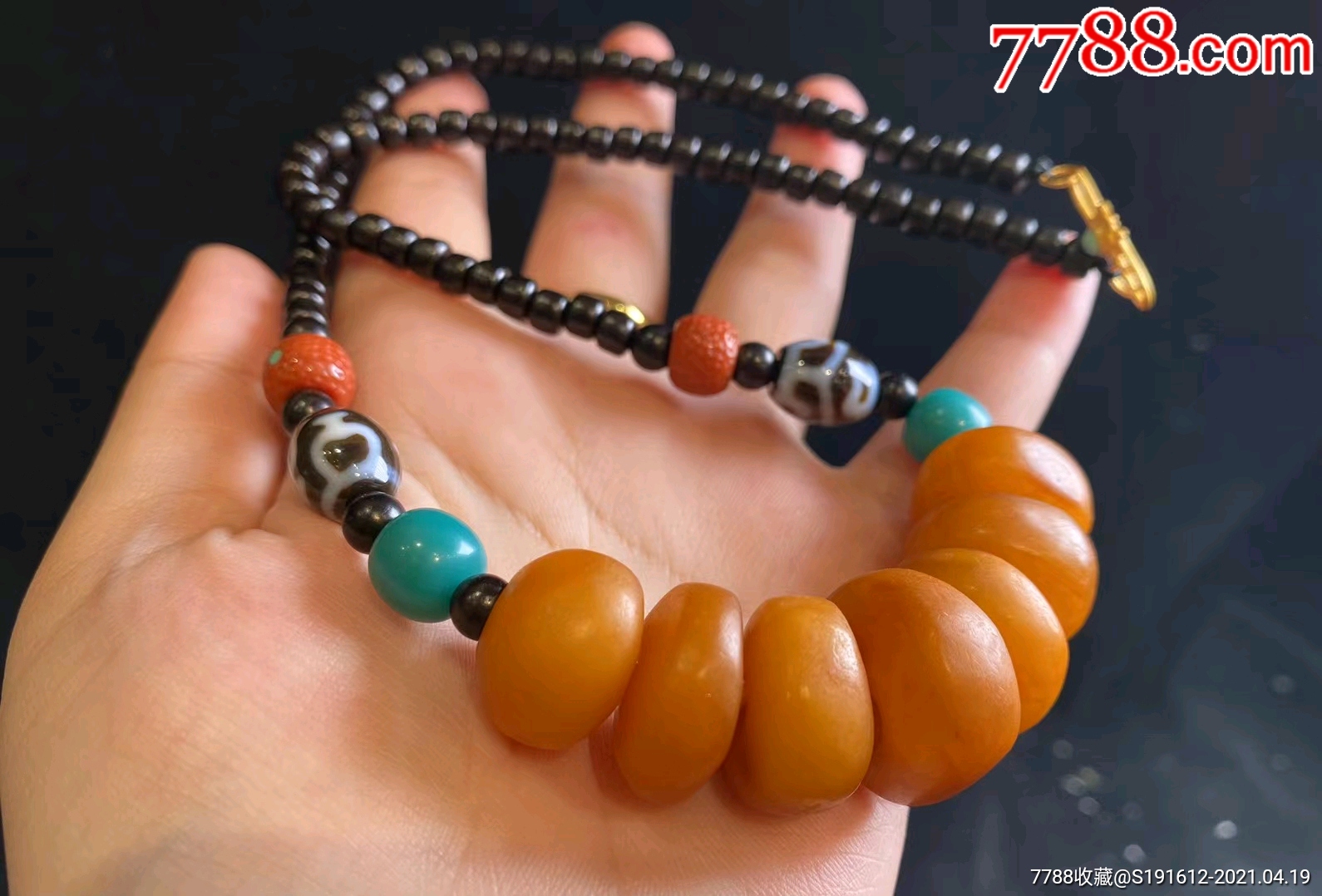 高品质老蜜蜡饼子锁骨链匠心独具精品椰蒂搭配天珠南红尺寸1621