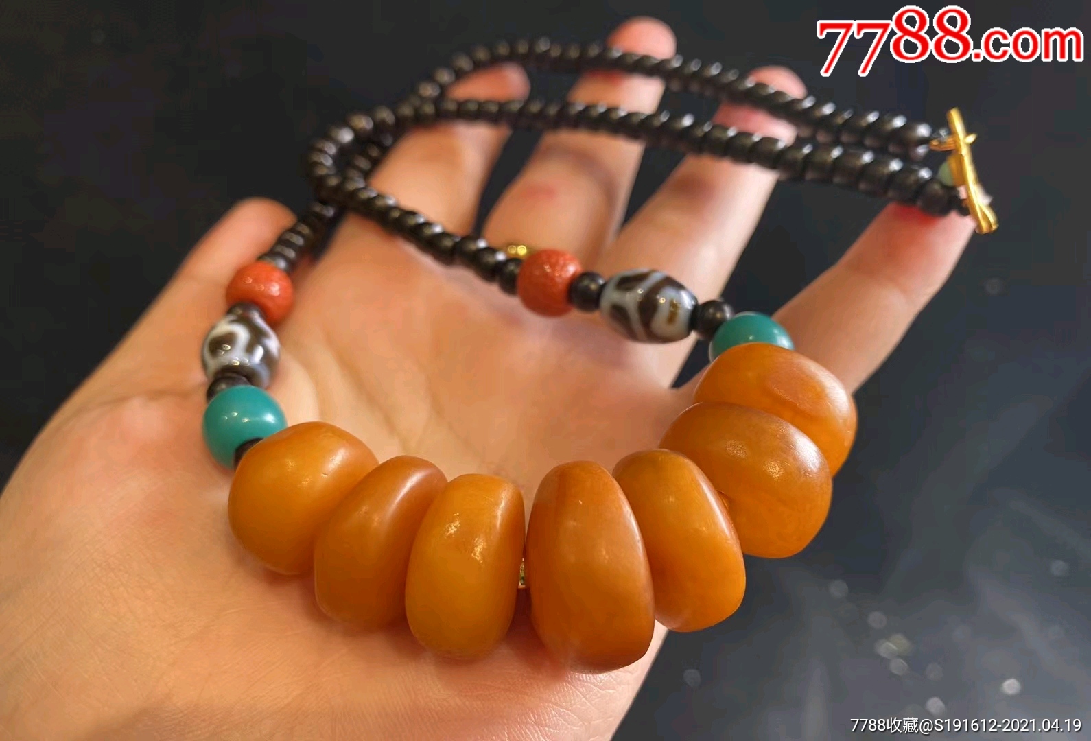 高品质老蜜蜡饼子锁骨链匠心独具精品椰蒂搭配天珠南红尺寸16-21