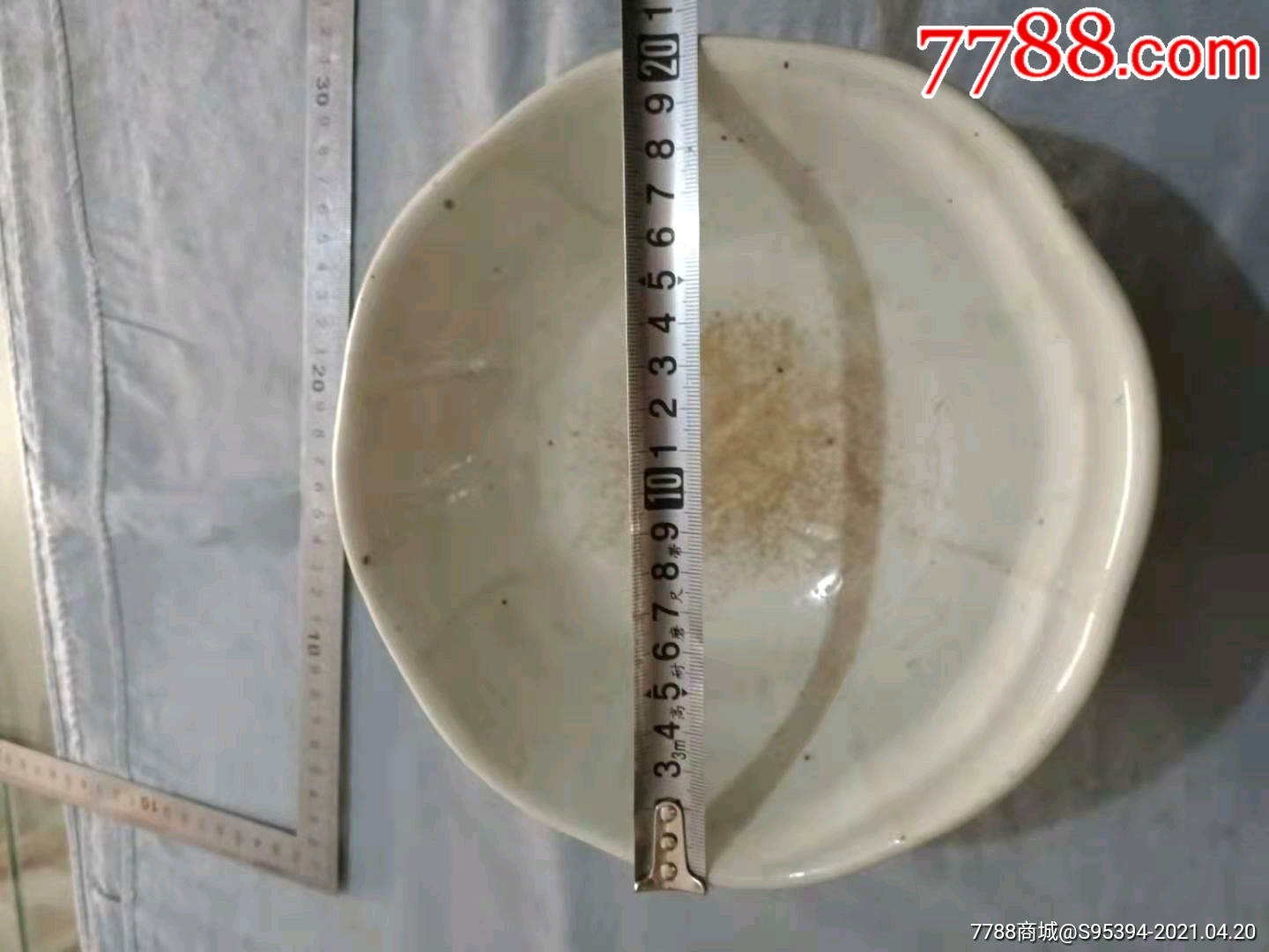 晚清手绘八角金鸡大花碗直径20cm
