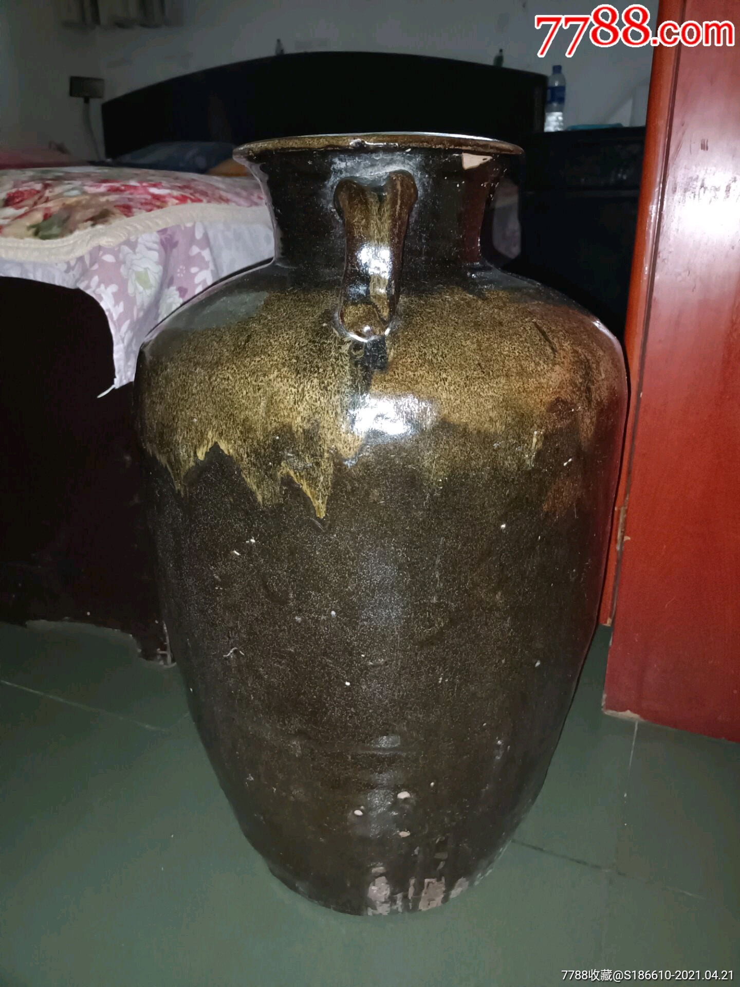 明清茶叶末油双耳罐