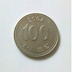 韩币100元2001年