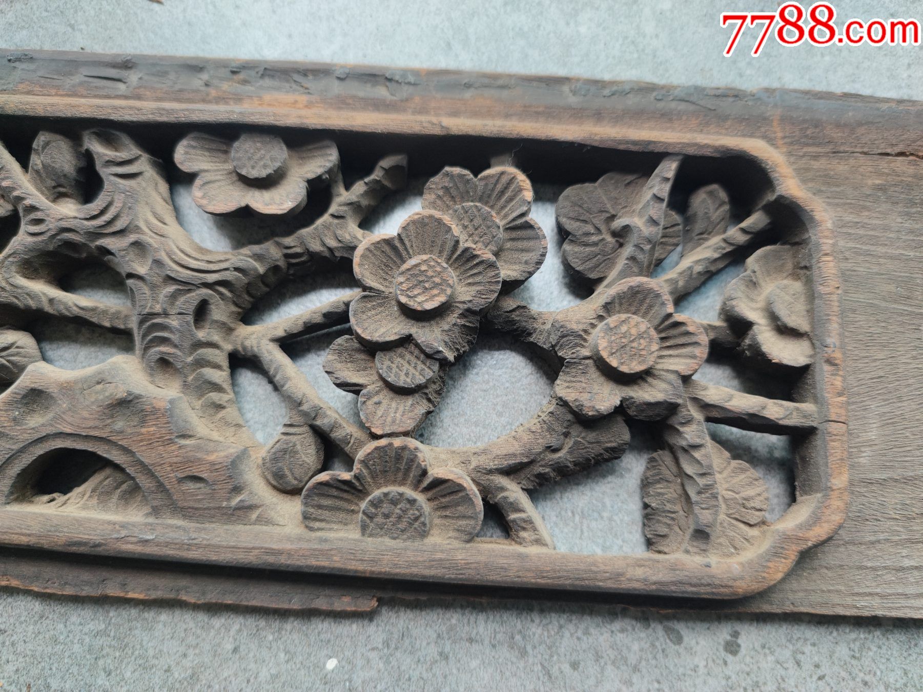 镂空雕刻花卉图案木雕,老花板品相好年份好