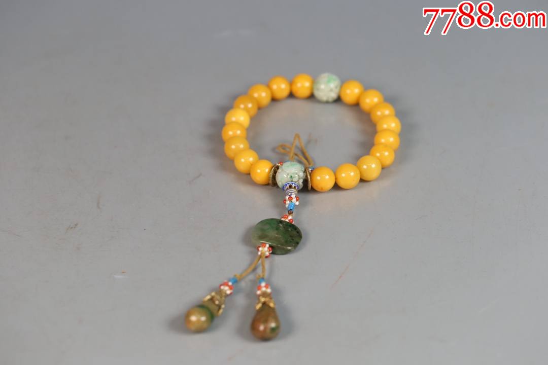清天然老蜜蜡十八子手持佛珠
