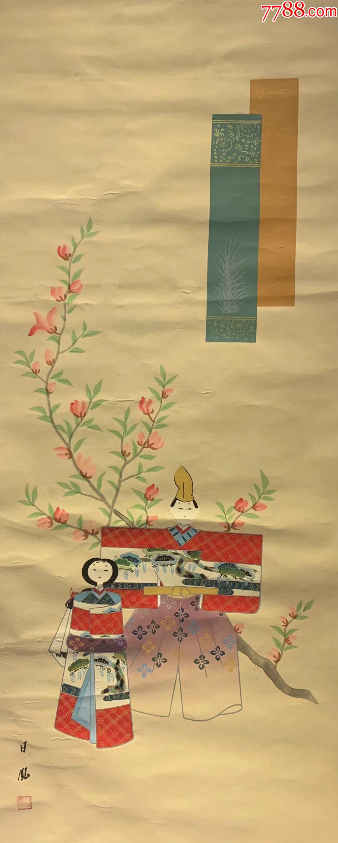 五月人形古董收藏民国清代老字画浮世绘画日本春茶室书房2838