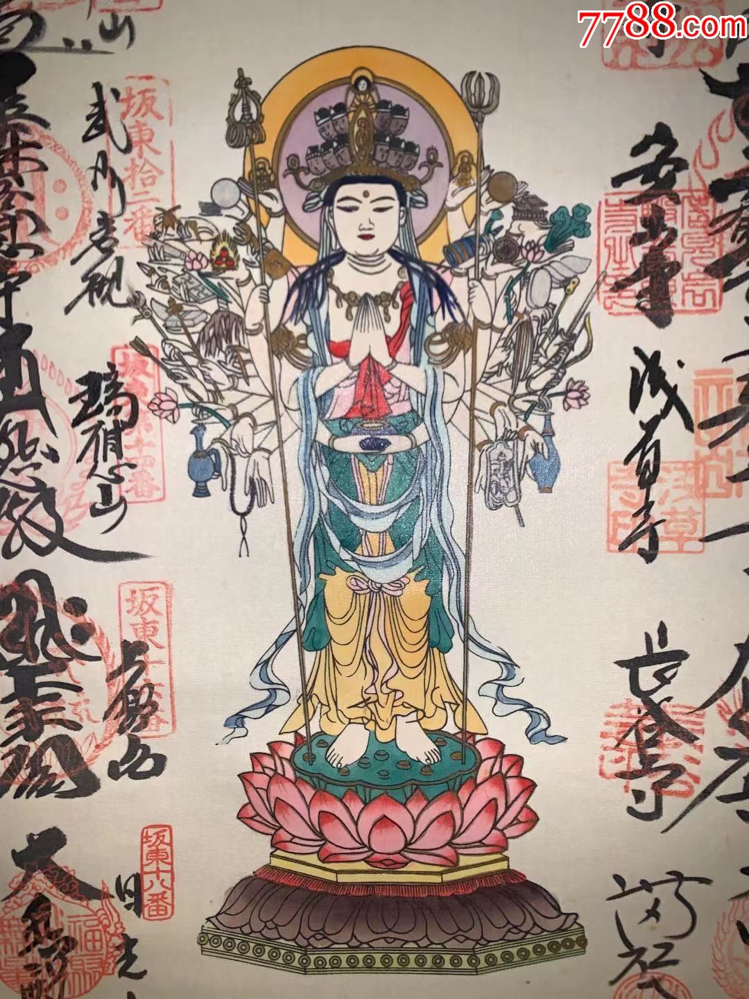 千手观音朱印图古董收藏老字画浮世绘画日本春茶室书房2860_花鸟国画
