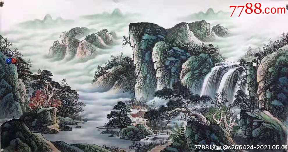 首页 零售 山水国画原作 莫远峰(风水画·富水长流【怡千堂】滚动