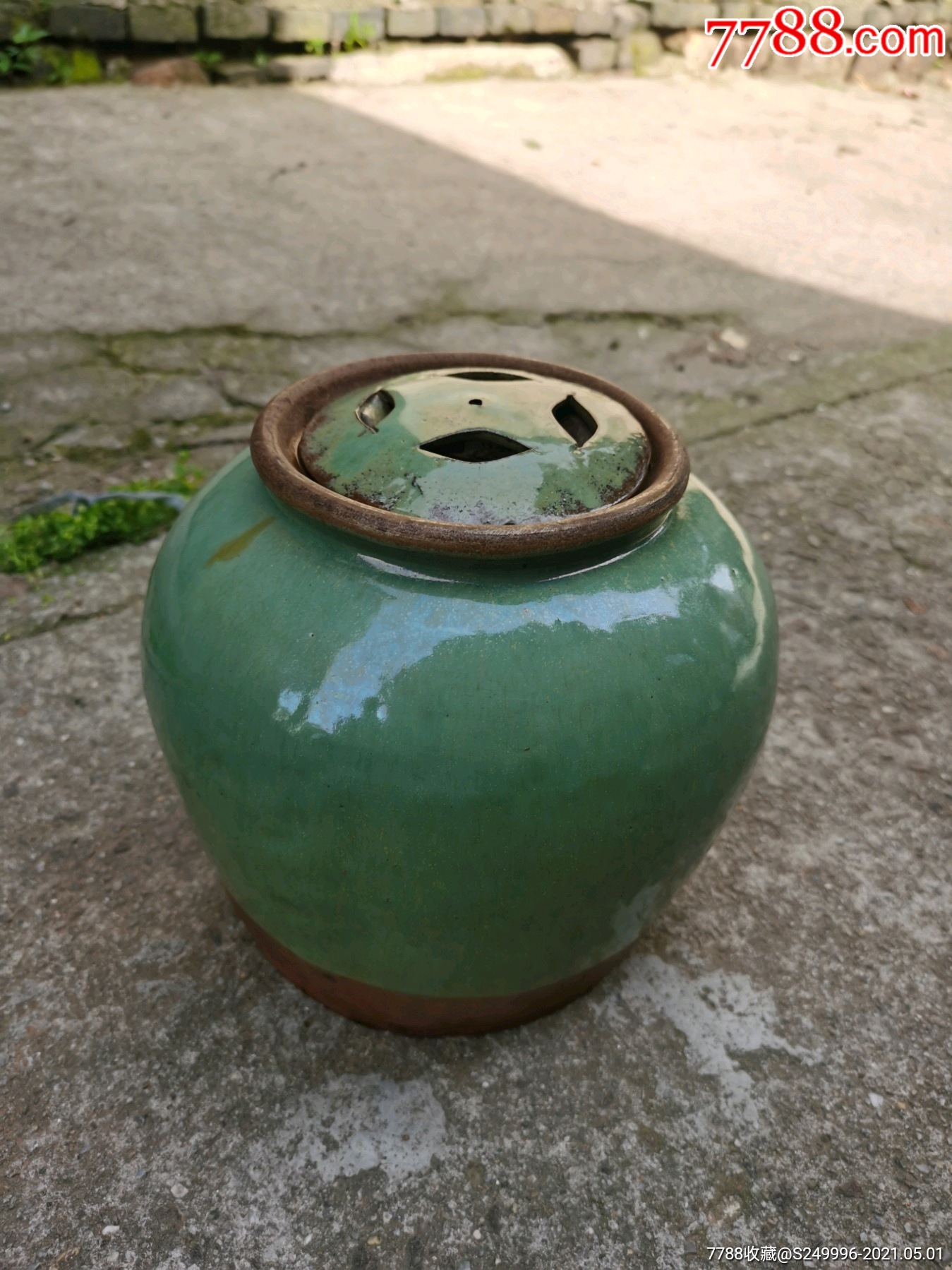 民国老绿釉陶罐