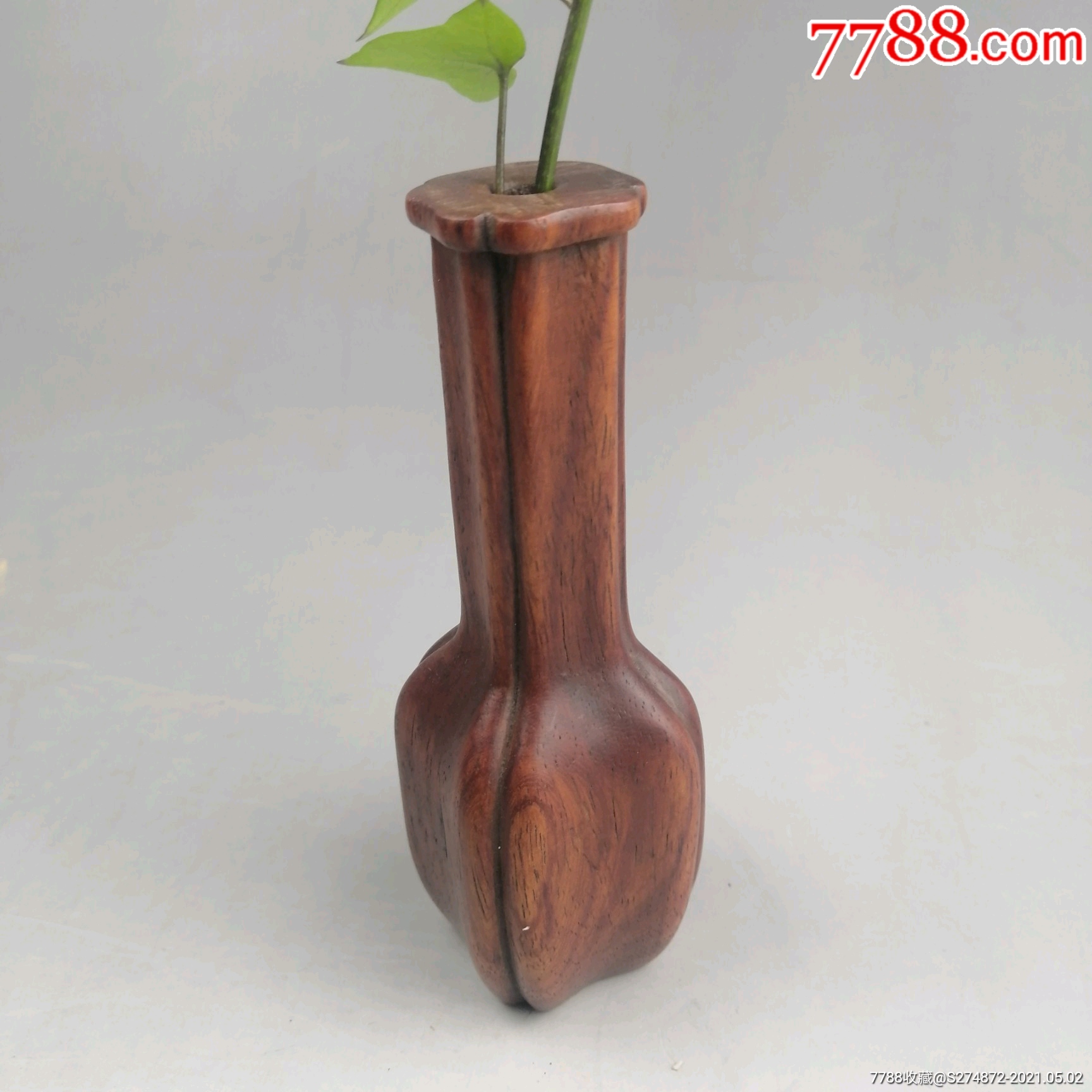 黄花梨花插_木雕底座_第2张_7788旧家具收藏