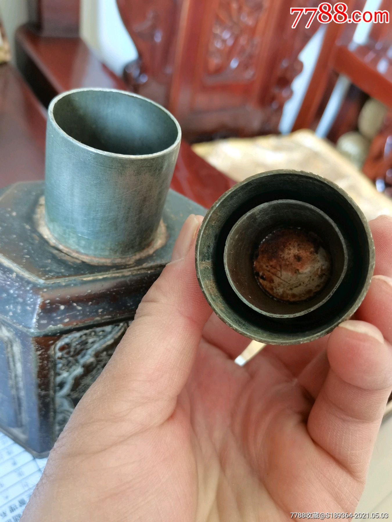 六棱型老锡罐