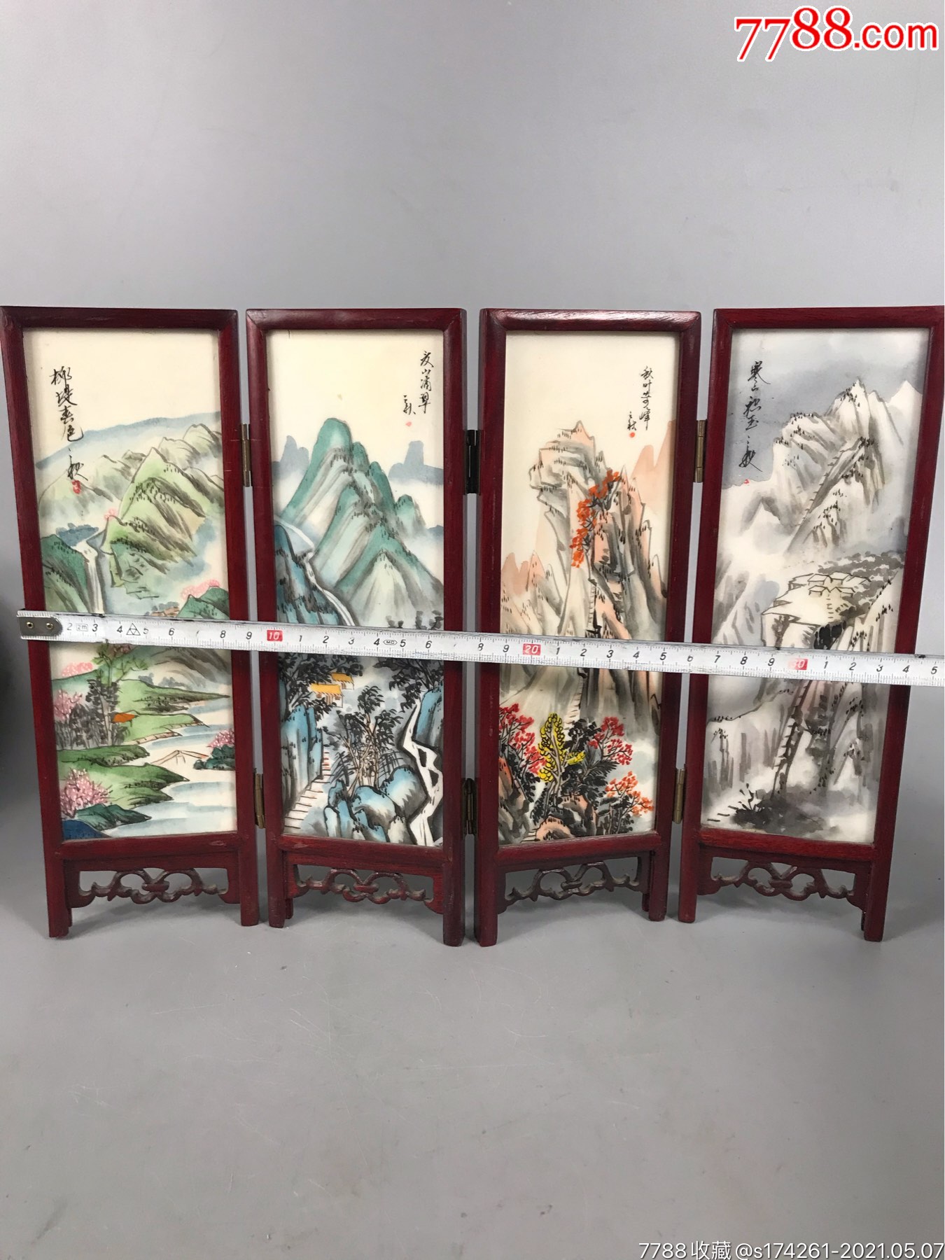 汉白玉手绘文房屏风出口创汇时期