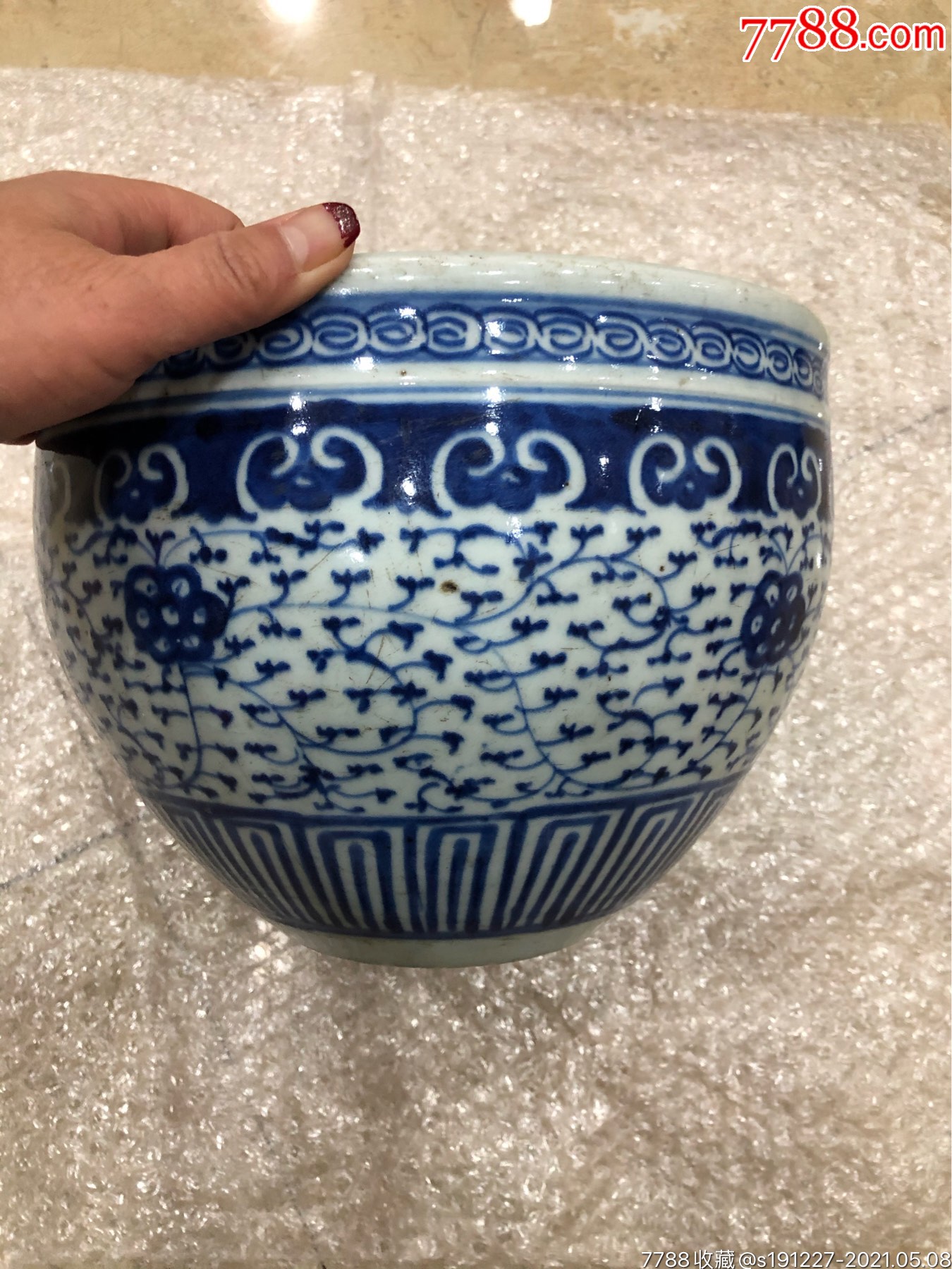 清代大卷缸画工漂亮发色好有点鸡爪