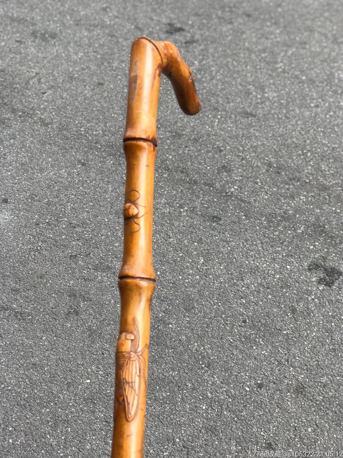 民国时期黄杨木拐杖,手杖