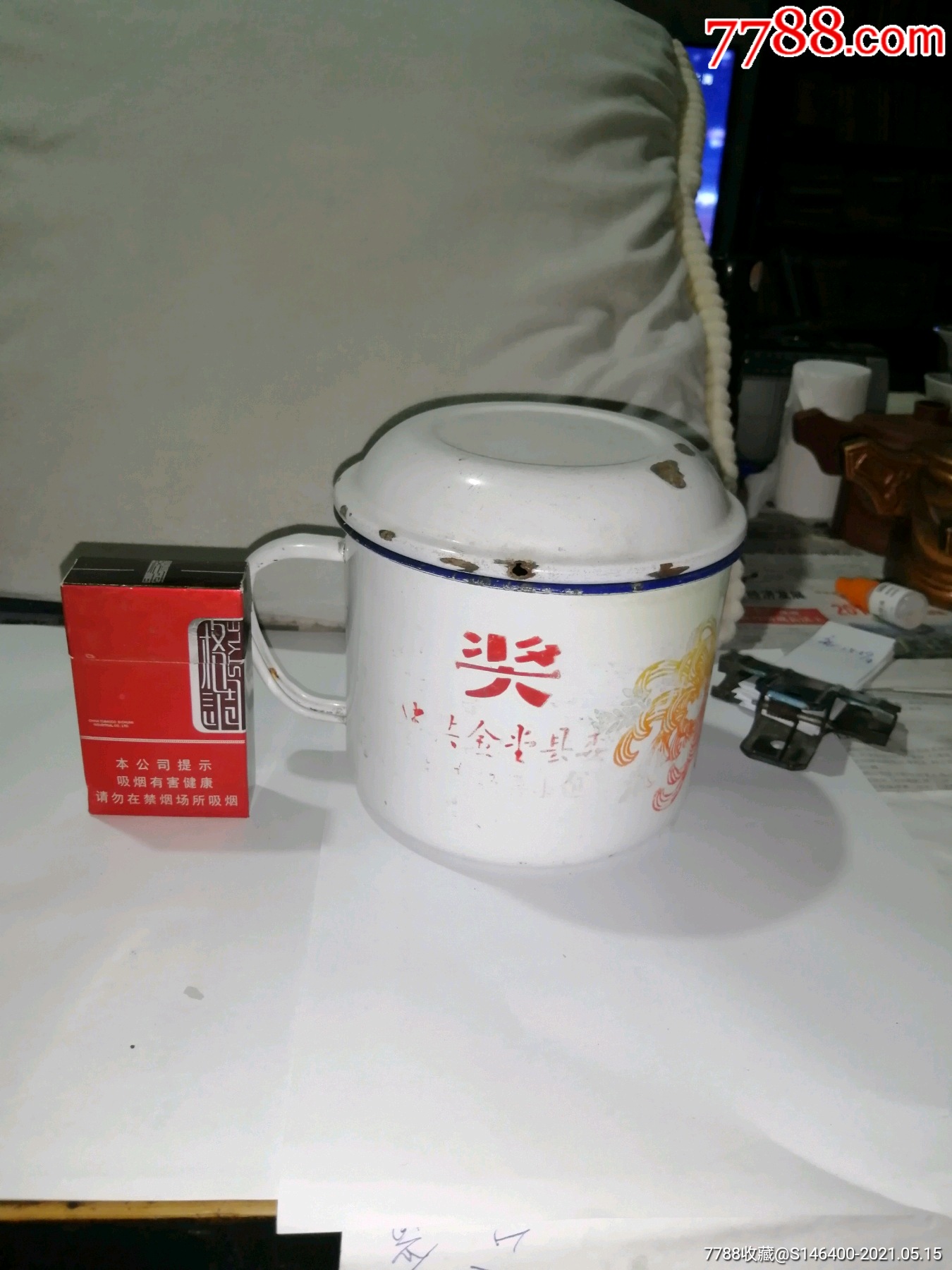 5品9980年代鸳鸯戏水喜庆搪瓷杯$408.