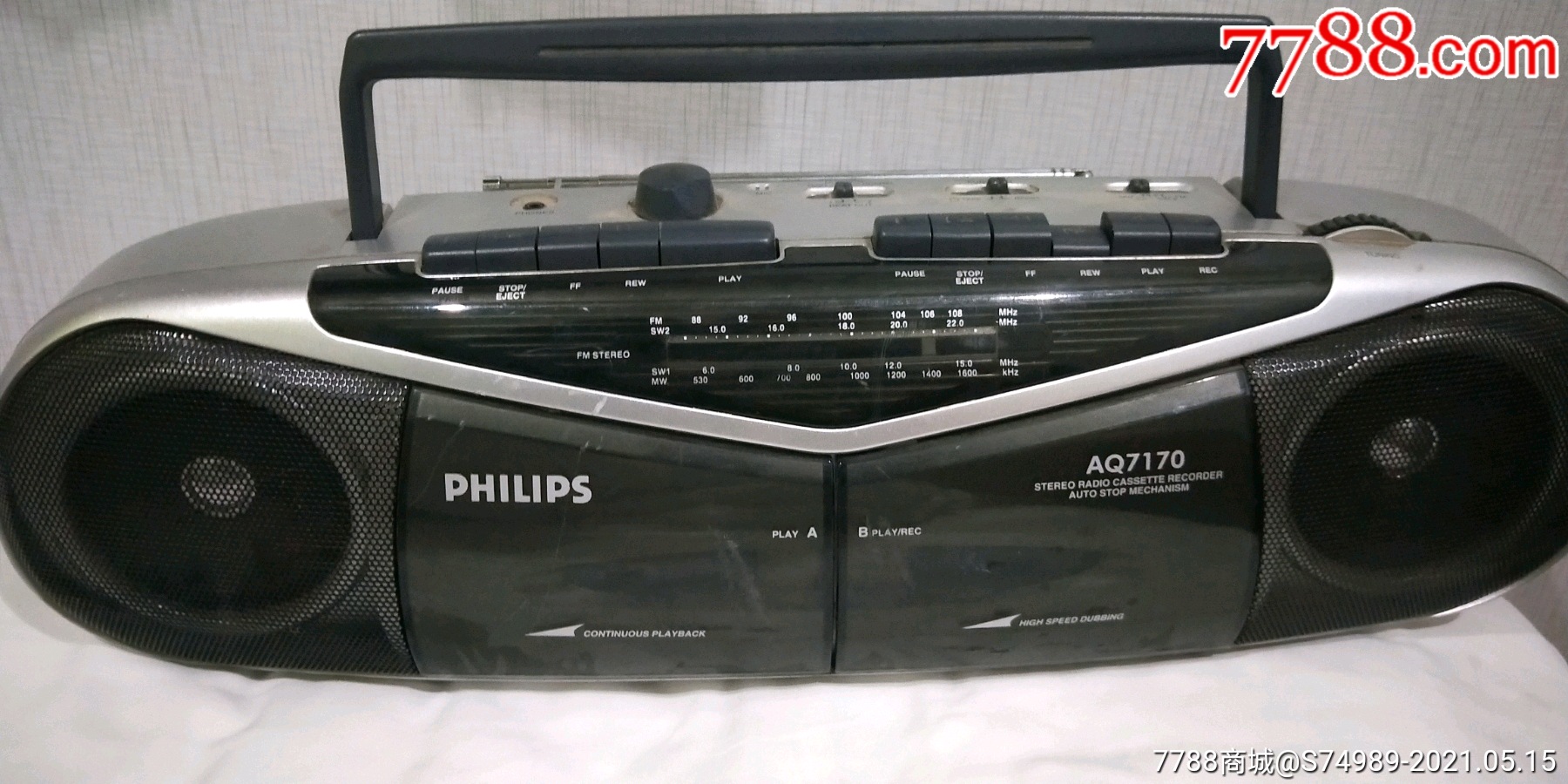 phiups飞利浦双卡录音机型号aq717093立体声收录机