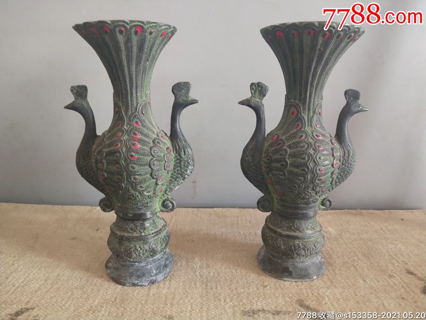 民国时期锡蜡台一对